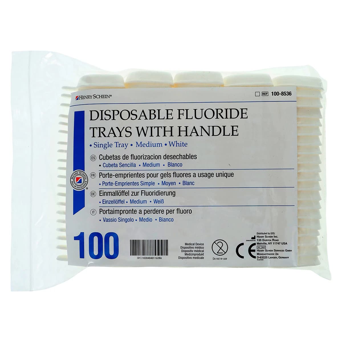 Acclean Single Arch Fluoride Trays, Foam, Medium, White, With Handle, Disposable, 100/Pk thumbnail 3