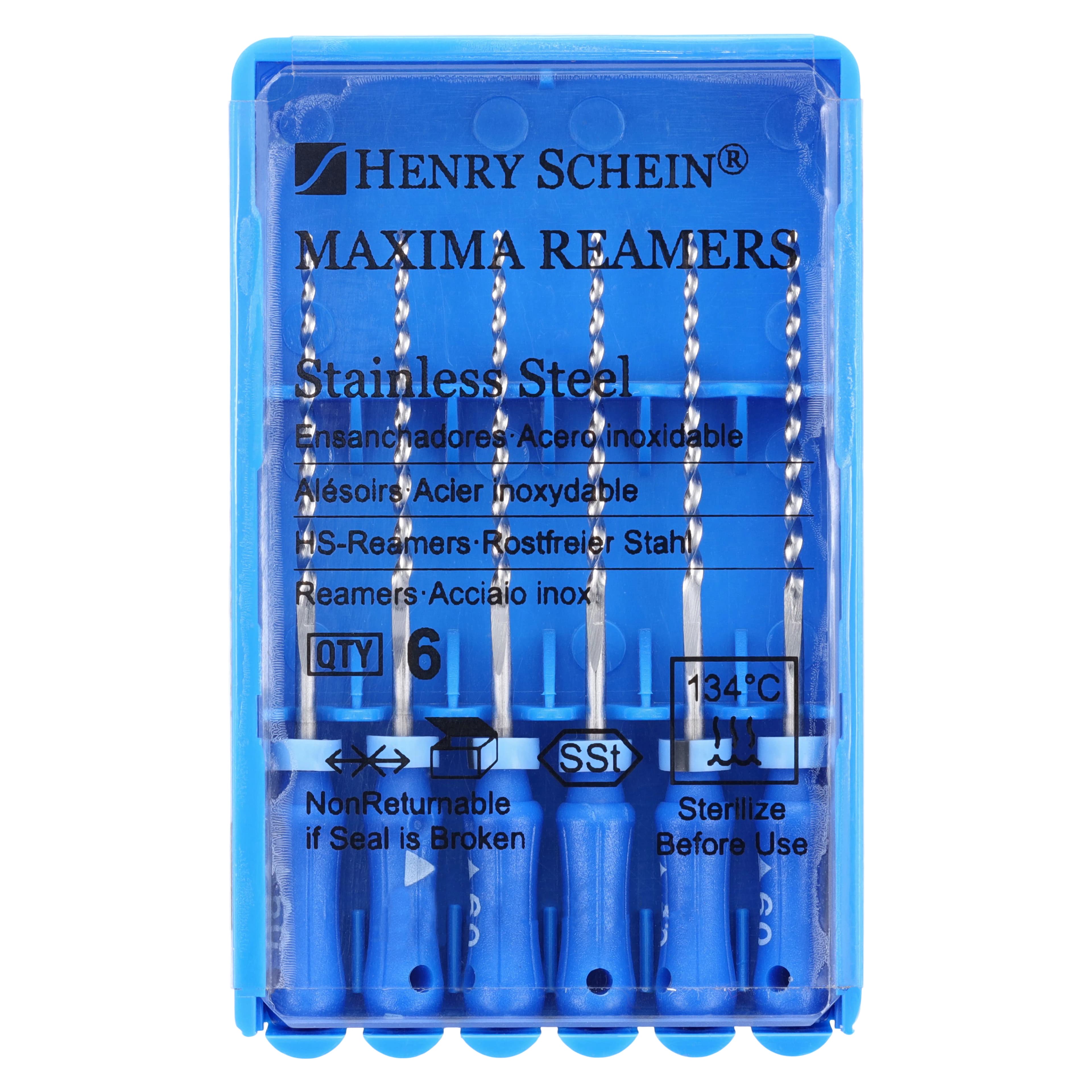 Maxima Hand Reamer, Size 60, 25mm, Stainless Steel, Color Coded Blue, 6/Box - Reamers 25mm - Image 1