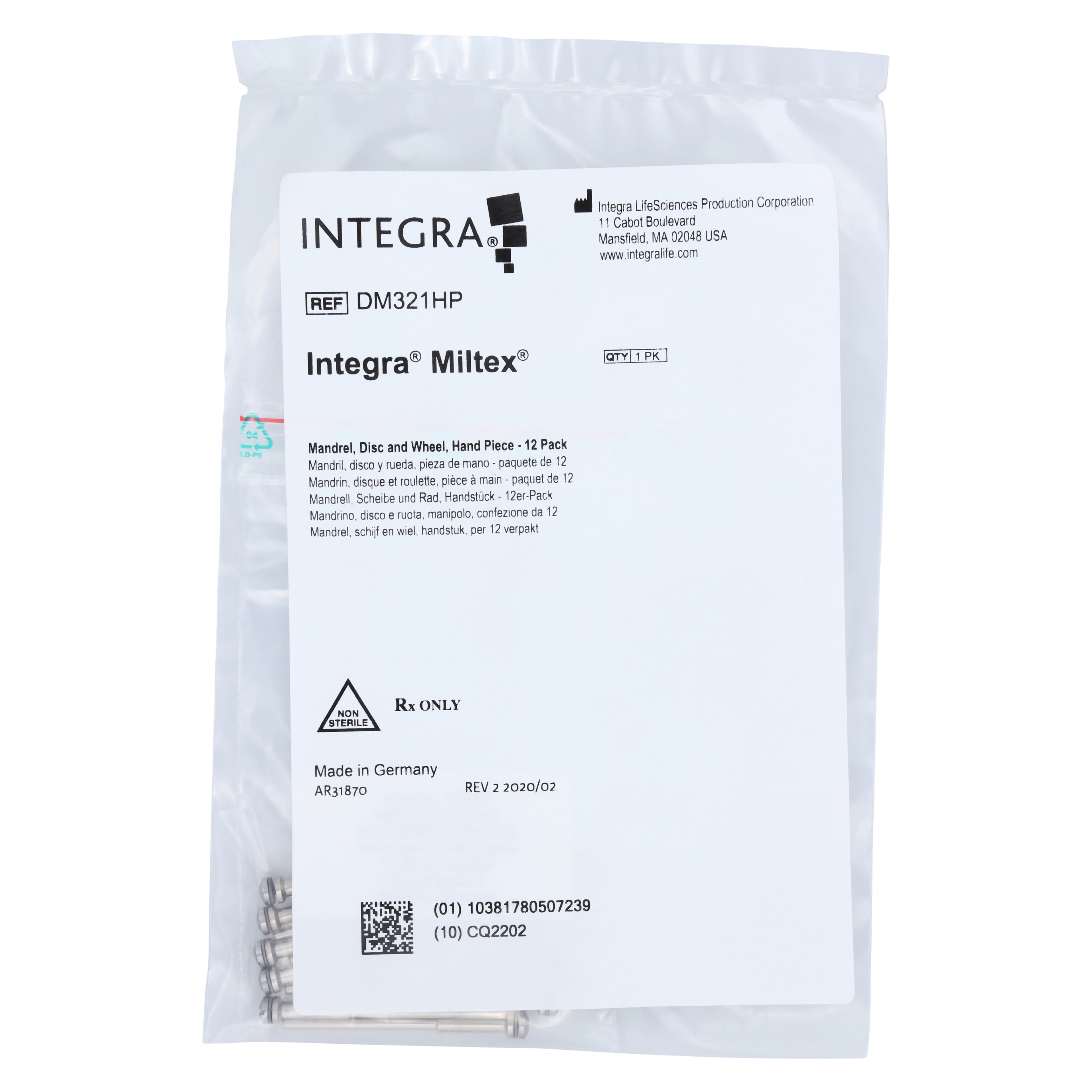 Integra Miltex #321HP Disc and Wheel Mandrel, Screw Type, Straight Handpiece, 12/Pk thumbnail 2