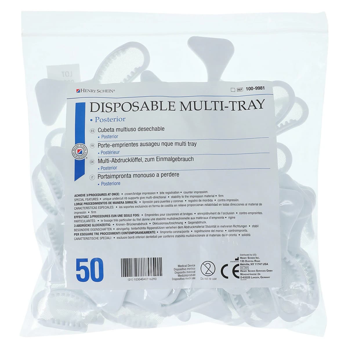 Henry Schein Multi-Tray Bite Trays, Posterior, Plastic, 50/Bag thumbnail 3