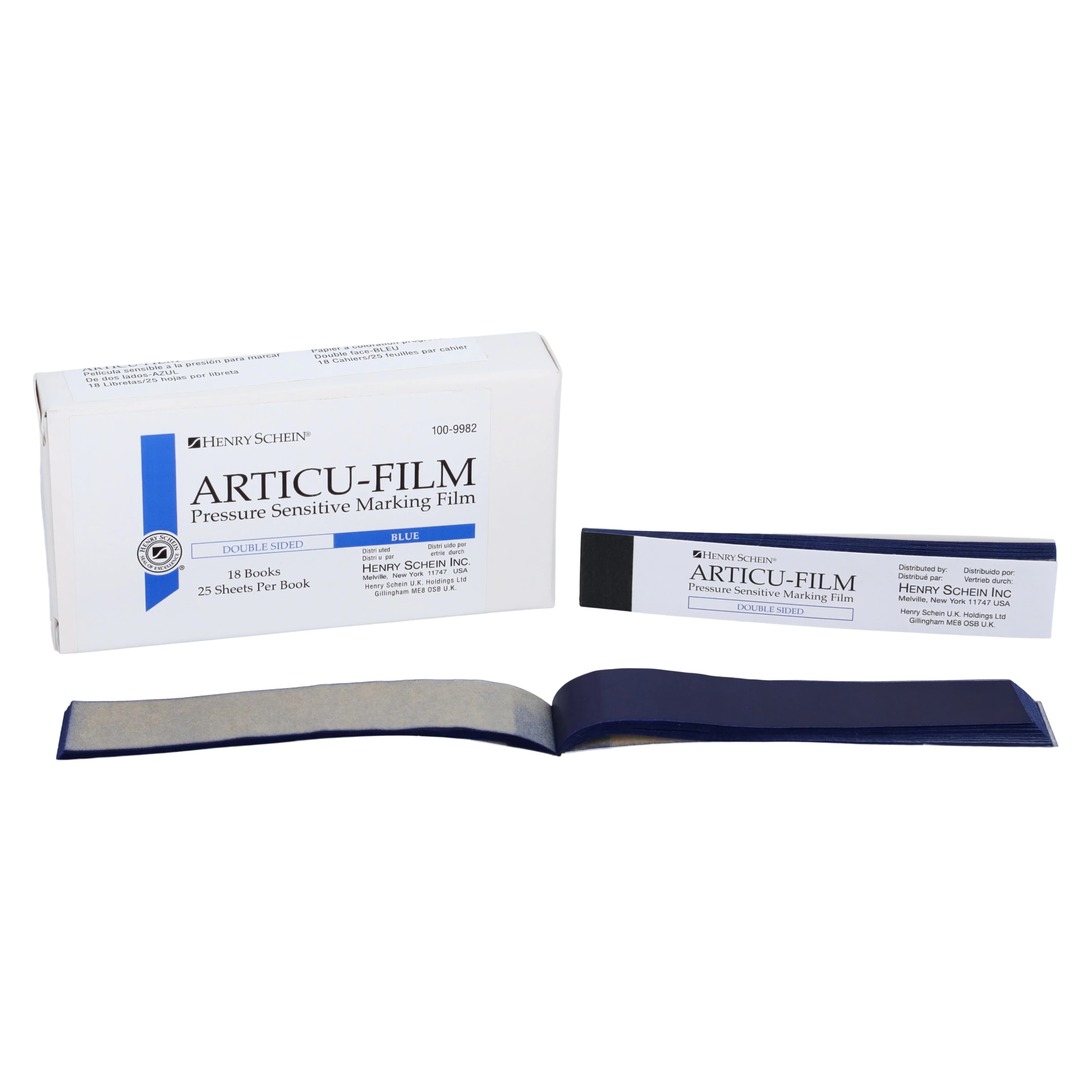 Articu-Film Articulating Film, Double-Sided, Blue, Very Thin 13 Microns, 25 Sheets/Booklet, 18/Box - Articu Film Double Sided Blue - Image 1