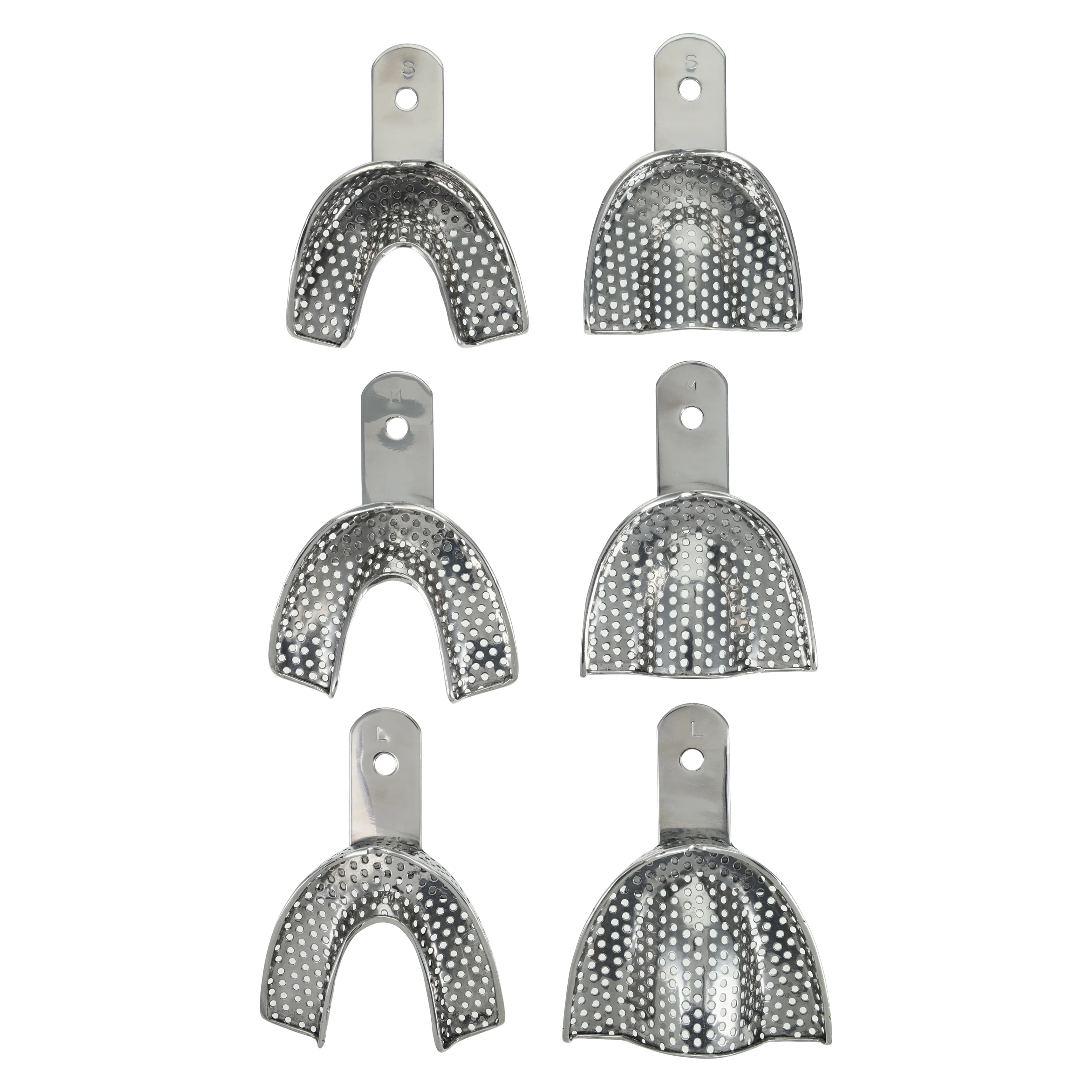 Henry Schein Impression Trays Metal C-Type, Stainless Steel, Perforated, Regular Set, Non Water Cooled, 6/Bx thumbnail 2