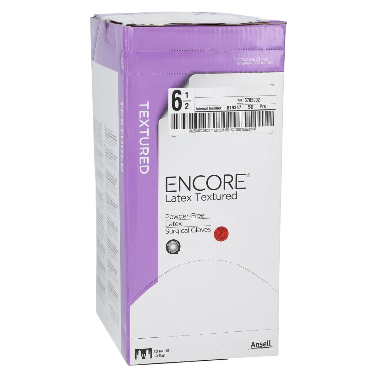 Encore PF Sterile Surgical Gloves, Powder-Free, Latex, Textured, Size 6.5, Natural, 50 Pairs/Box, 5785002 thumbnail 4