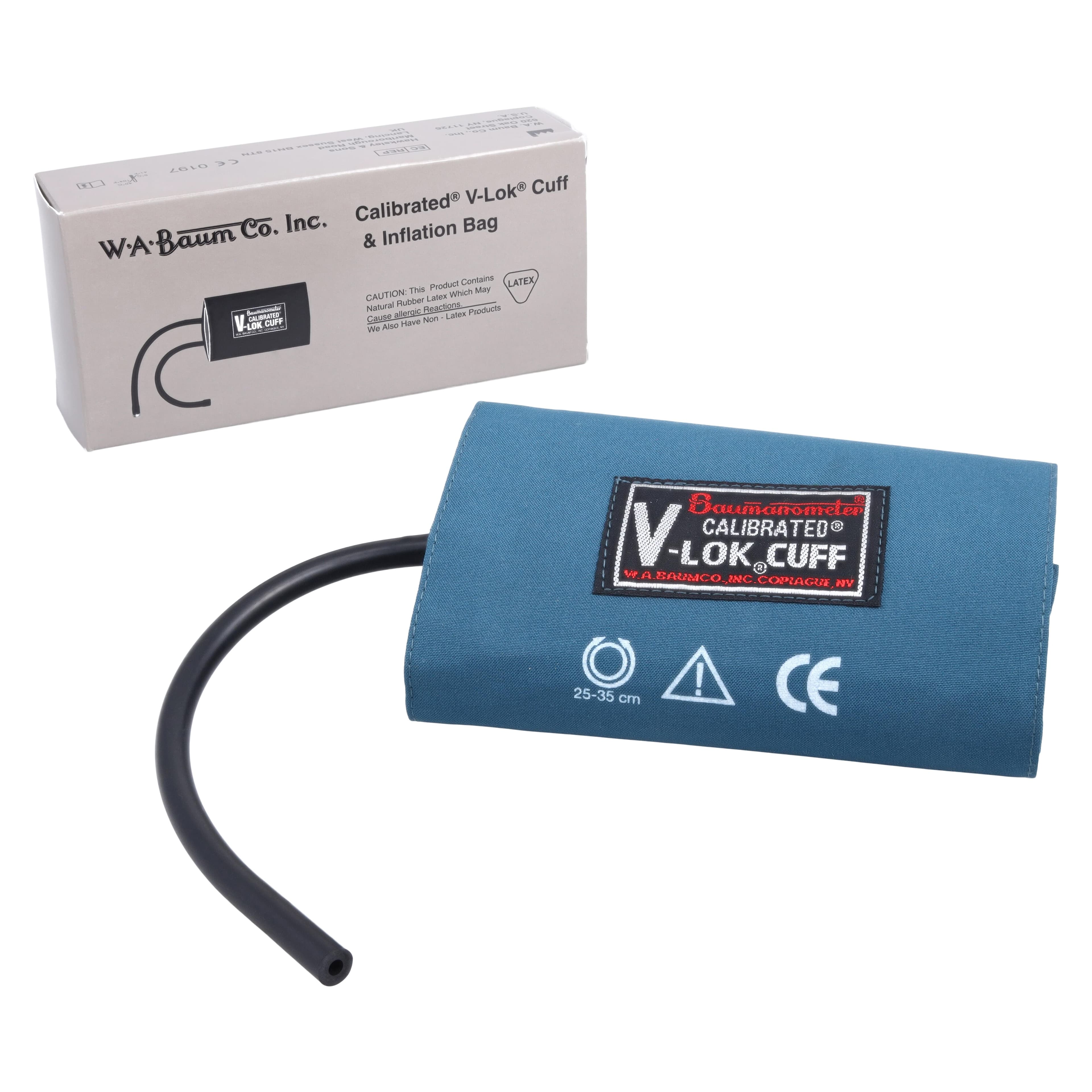 W A Baum Co Inc Blood Pressure Cuff, 1-Tube, V-Lok Calibrated, Blue Latex, Each thumbnail 2