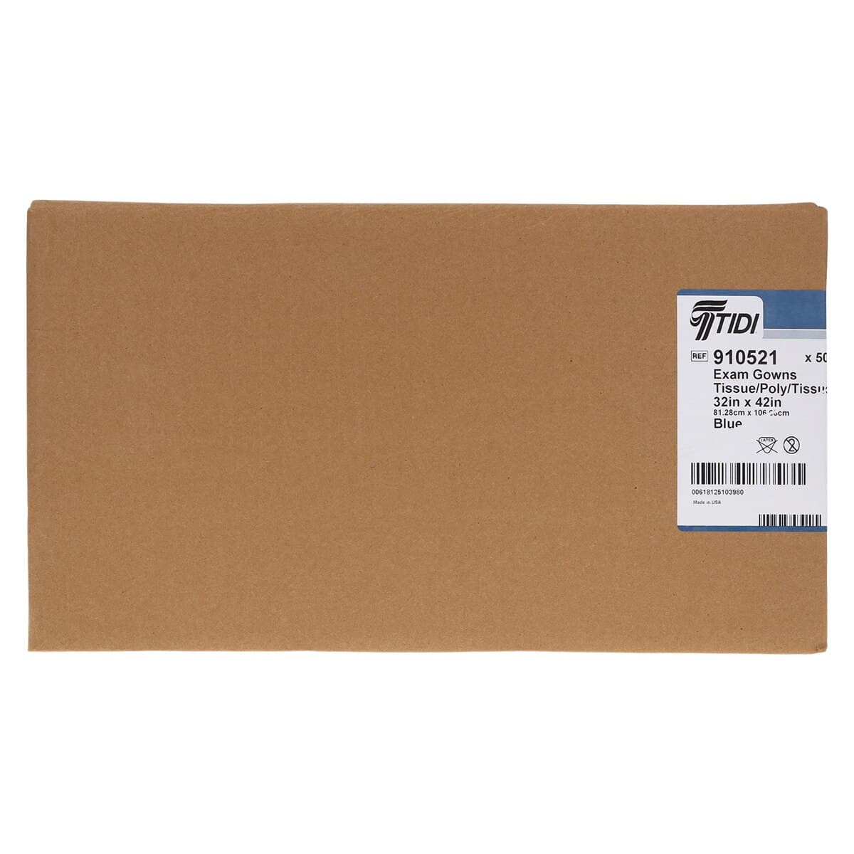Tidi Products Ultimate Exam Gown, Tissue/Poly/Tissue, Leak-Proof Ties, Short Sleeves, X-Large, Blue, 32 in x 42 in, 50/Case thumbnail 3