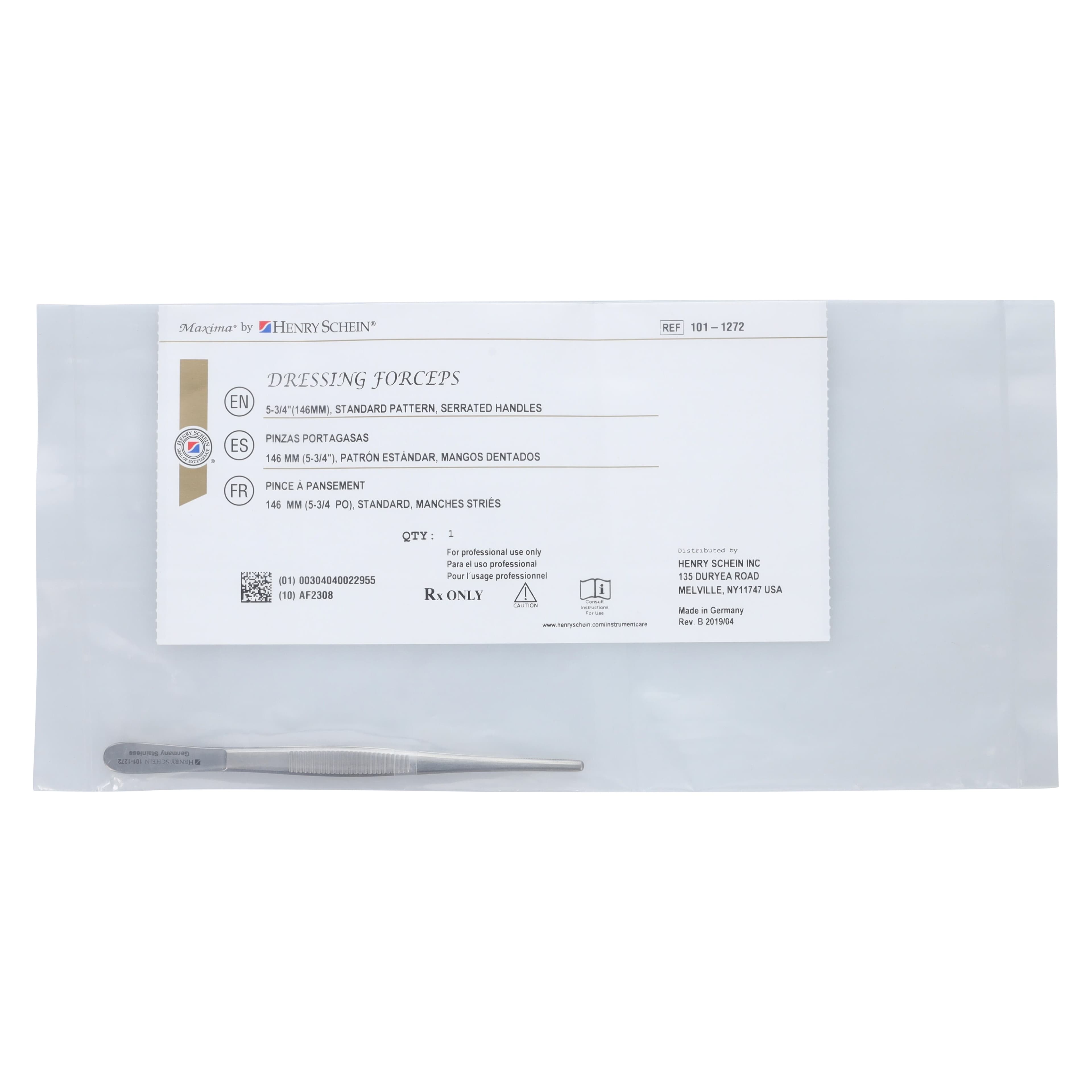 Henry Schein Dressing Forcep Serrated, 5-1/2", Stainless Steel, Autoclavable, Each thumbnail 6