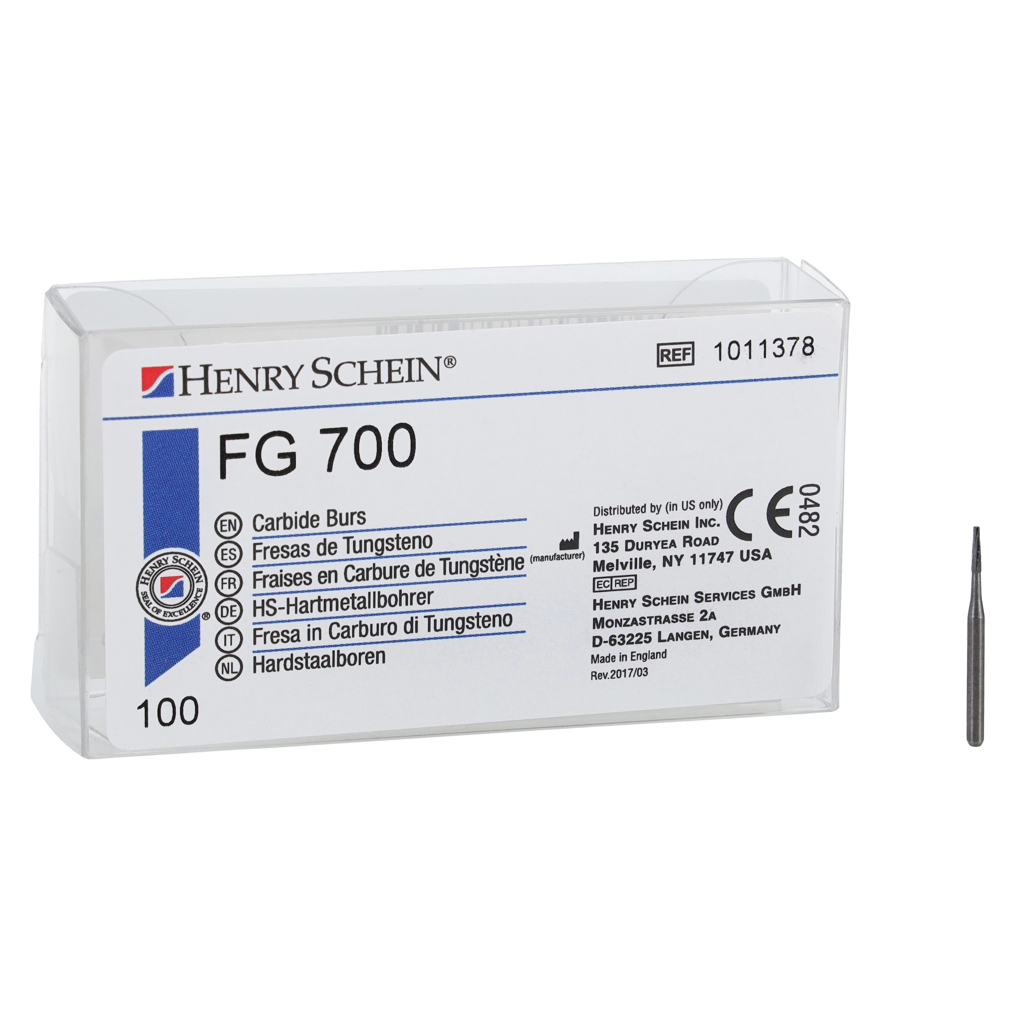 Henry Schein HSI Carbide Bur FG 700, Flat End Taper, Friction Grip, Non-Sterile, 100/Bx thumbnail 3