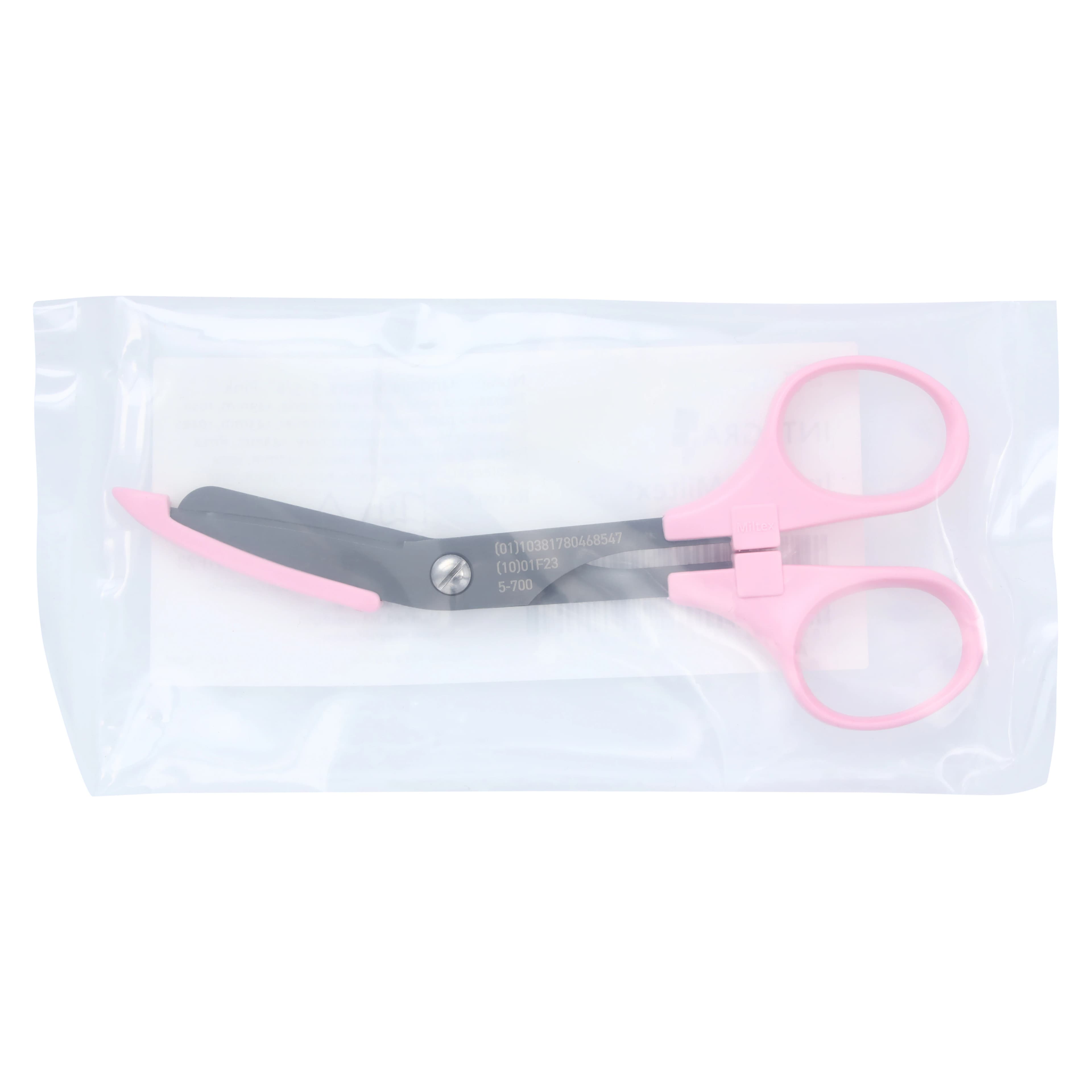 Miltex Nurse & Bandage Scissors, Angled 5-1/2", Pink Fluoride Coated, Stainless Steel, Autoclavable, Reusable - Bandage Scissors Pink - Image 1