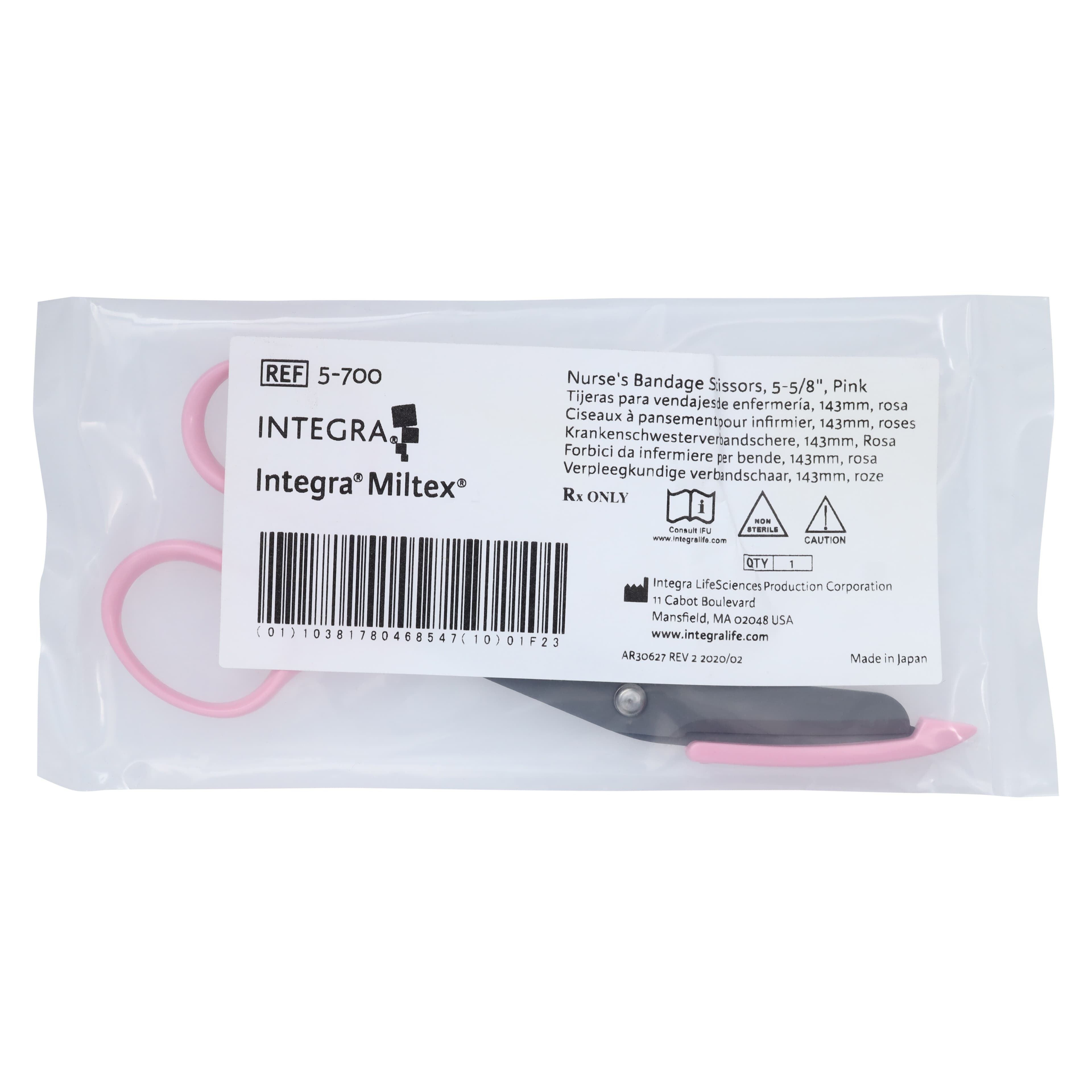 Miltex Nurse & Bandage Scissors, Angled 5-1/2", Pink Fluoride Coated, Stainless Steel, Autoclavable, Reusable thumbnail 2