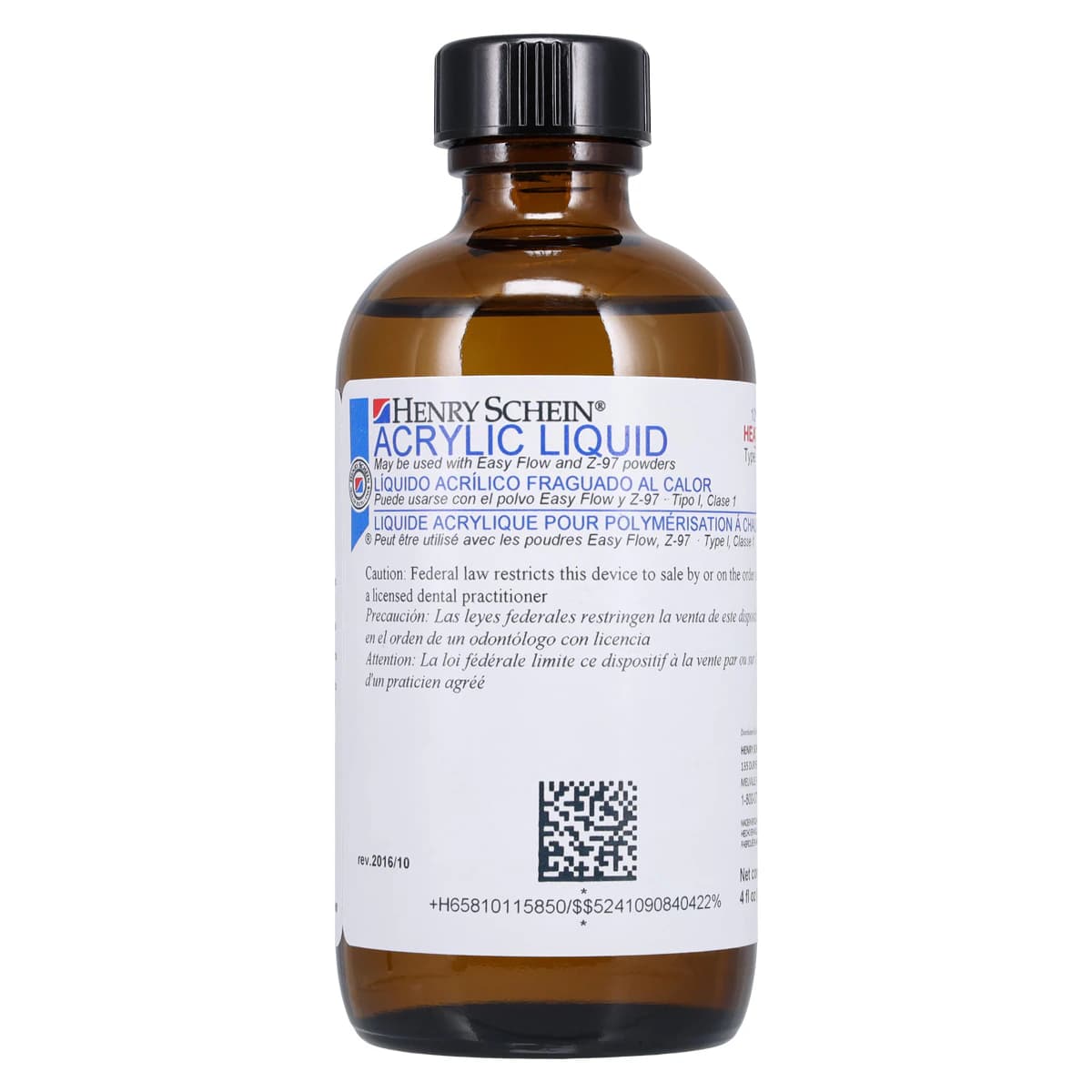 Acrylic Liquid Heat Cure, Denture Resin, 4 oz/Bottle - Acrylic Liquid Heat Cure - Image 1