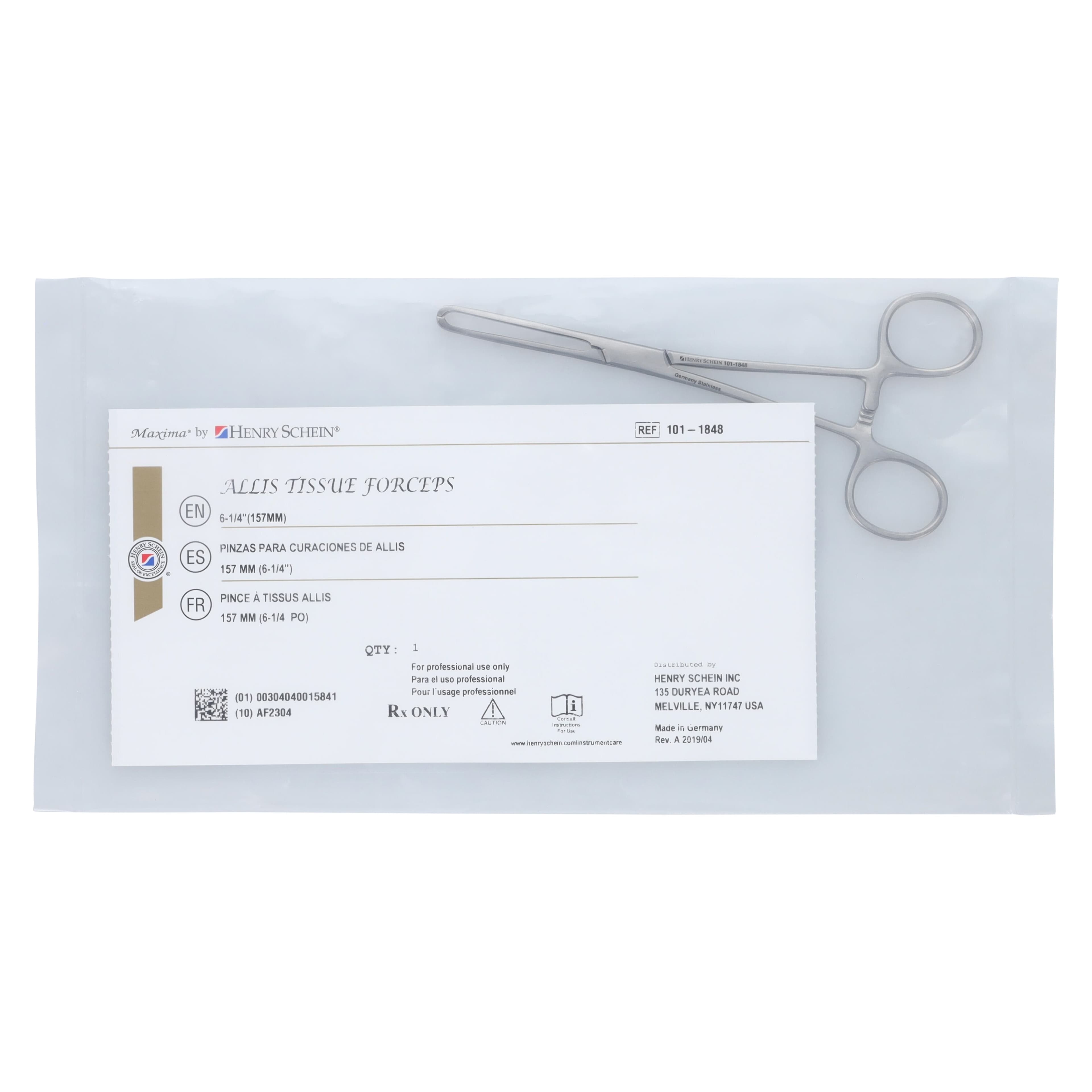 Henry Schein Allis Tissue Forceps, 6", 4x5 Teeth, Stainless Steel, Autoclavable thumbnail 6