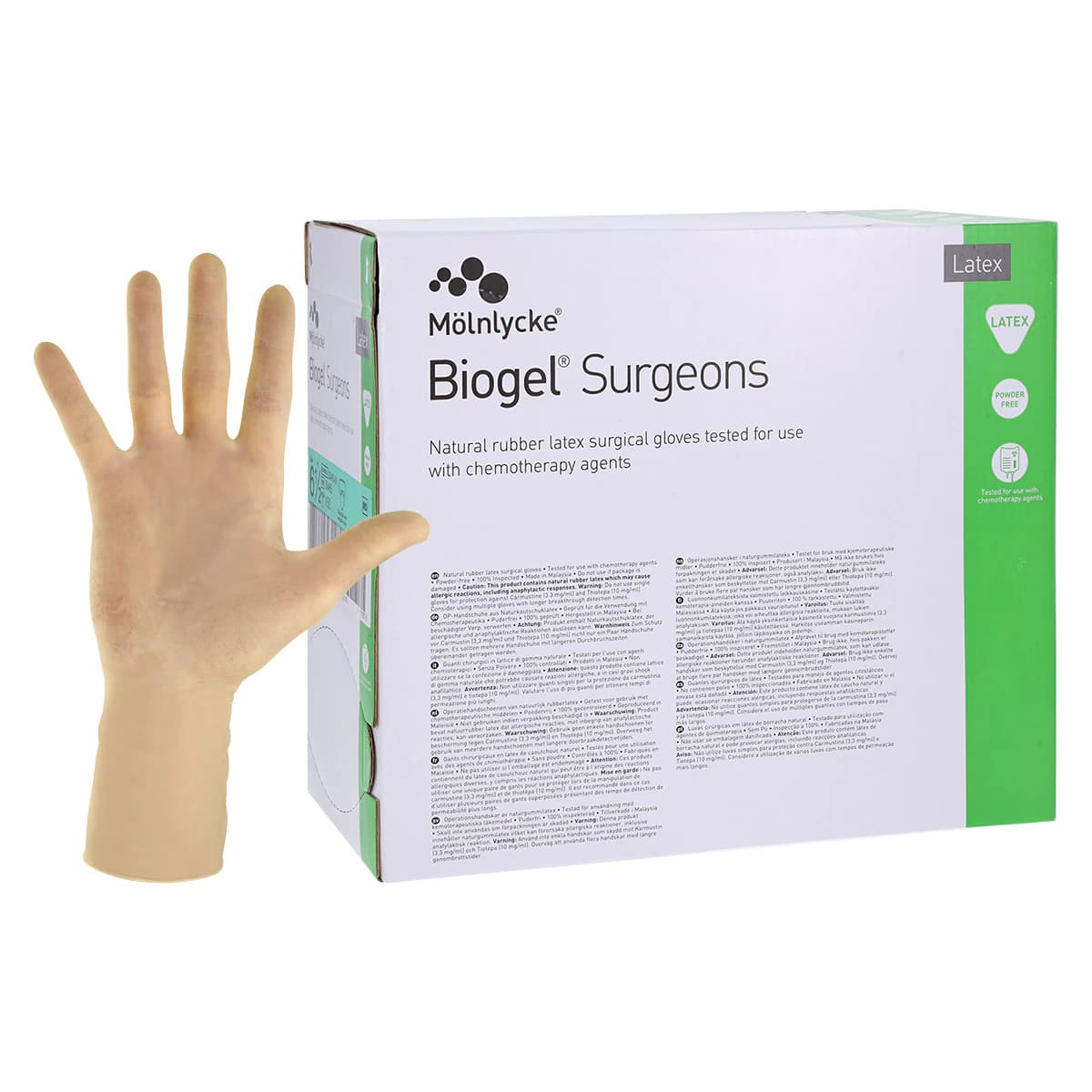 Biogel® Surgeons Latex Surgical Gloves, Sterile, Powder-Free, Fitted Size 6.5, Beige, 4/Case - Biogel® Surgeons Latex Surgical Gloves Sterile Fitted Size 6.5 Beige Case of 4 - Image 1