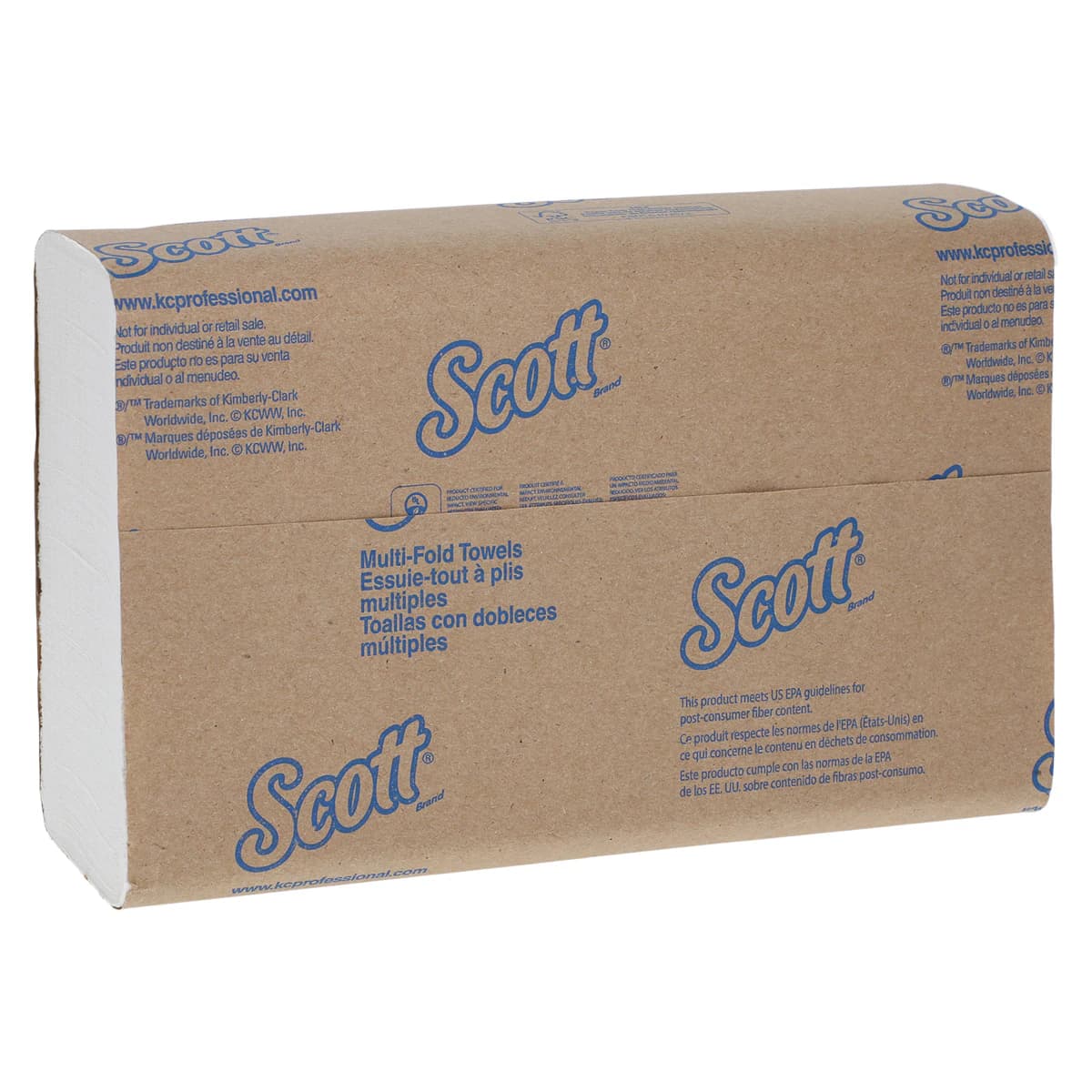 Kimberly-Clark Scott 180 Multifold Paper Towels, 1-Ply, White, 9.2" x 9.4", 250 Sheets/Pack, 16 Packs/Case (4000 Towels), 01804 thumbnail 2
