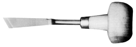Grobet Vulcanite Chisel, Left Palm, Size 16, 4 in, Wood Handle, Each - Vulcanite Chisel Left Palm - Image 1