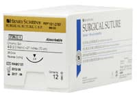 Henry Schein Chromic Gut Absorbable Surgical Sutures, Monofilament, 4-0, 27" Length, C-6 Reverse Cutting Needle, Undyed Beige, 12/Box - Chromic Gut Absorbable Surgical Sutures - Image 1