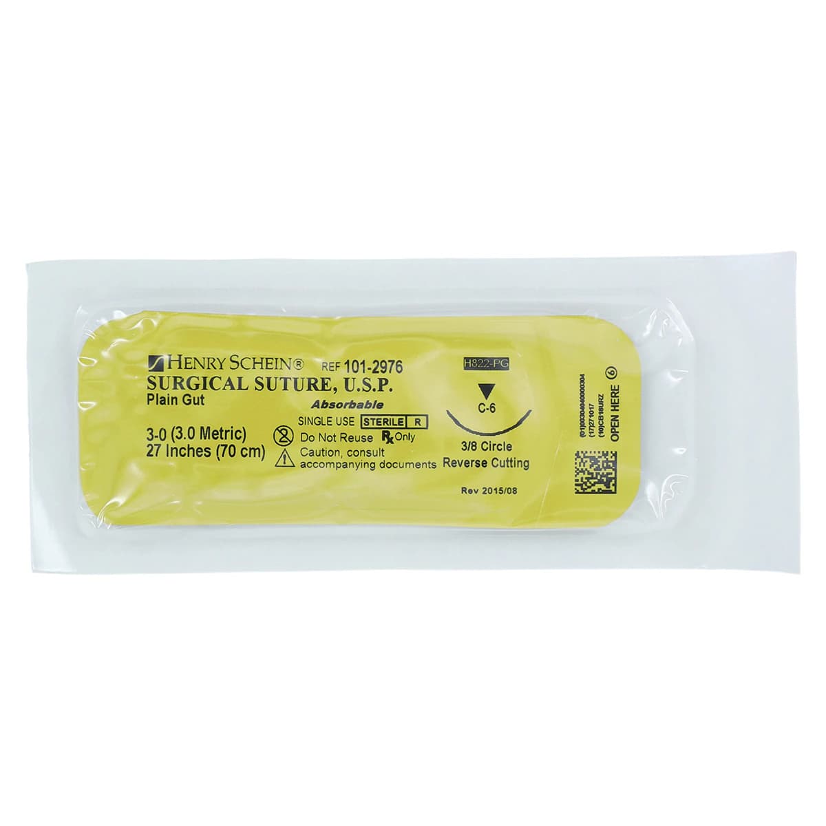Henry Schein Plain Gut Absorbable Surgical Sutures, Monofilament, 3-0, 27" Length, C-6 Reverse Cutting Needle, 18mm, Beige, 12/Box thumbnail 3