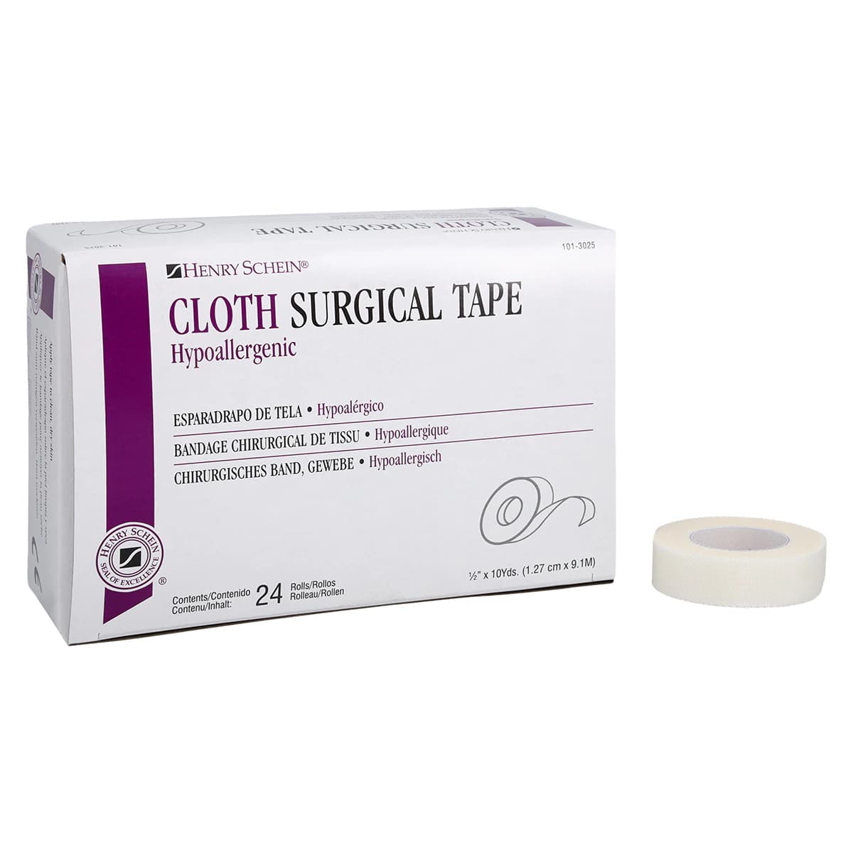 Henry Schein Surgical Tape Cloth, 0.5" x 10 yd, White, Non-Sterile, 24/Box - Tape Surgical Cloth NS - Image 1
