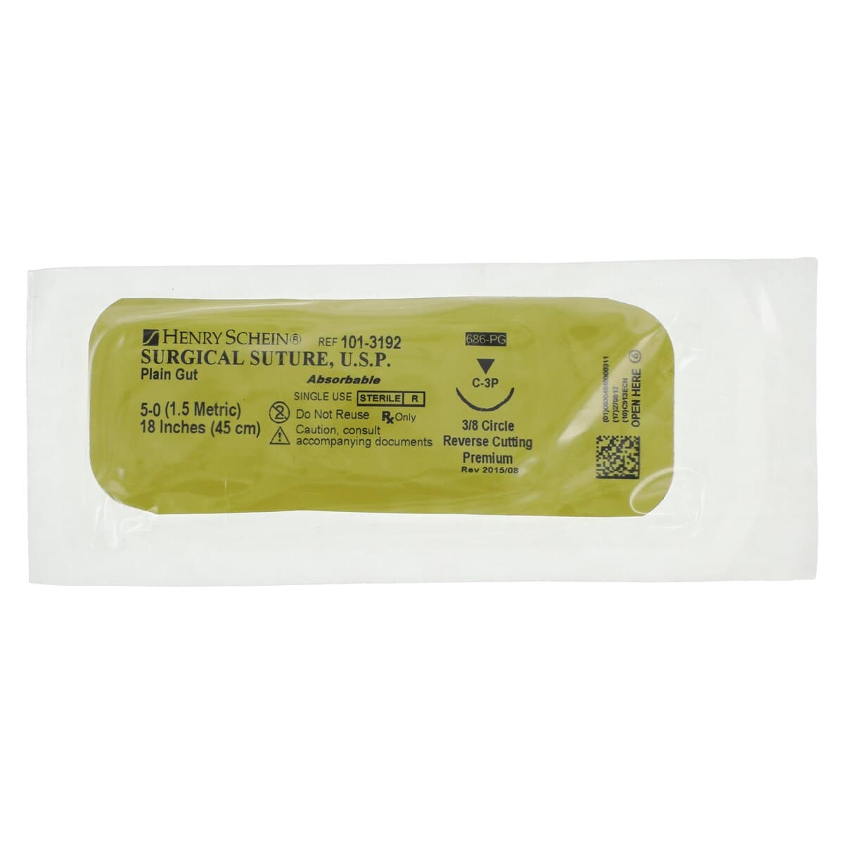 Henry Schein Plain Gut Absorbable Surgical Sutures, 5-0, C-3 Precision Reverse Cutting, 18" Beige, 13mm Needle, 12/Box thumbnail 3