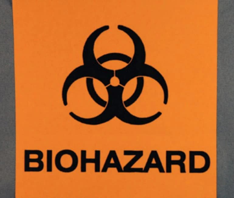 Biohazard Warning Labels, 2" x 2", Black/Orange, 25/Pkg, BWL2 - Biohazard Warning Labels - 2" x 2", 25/Pkg - Image 1