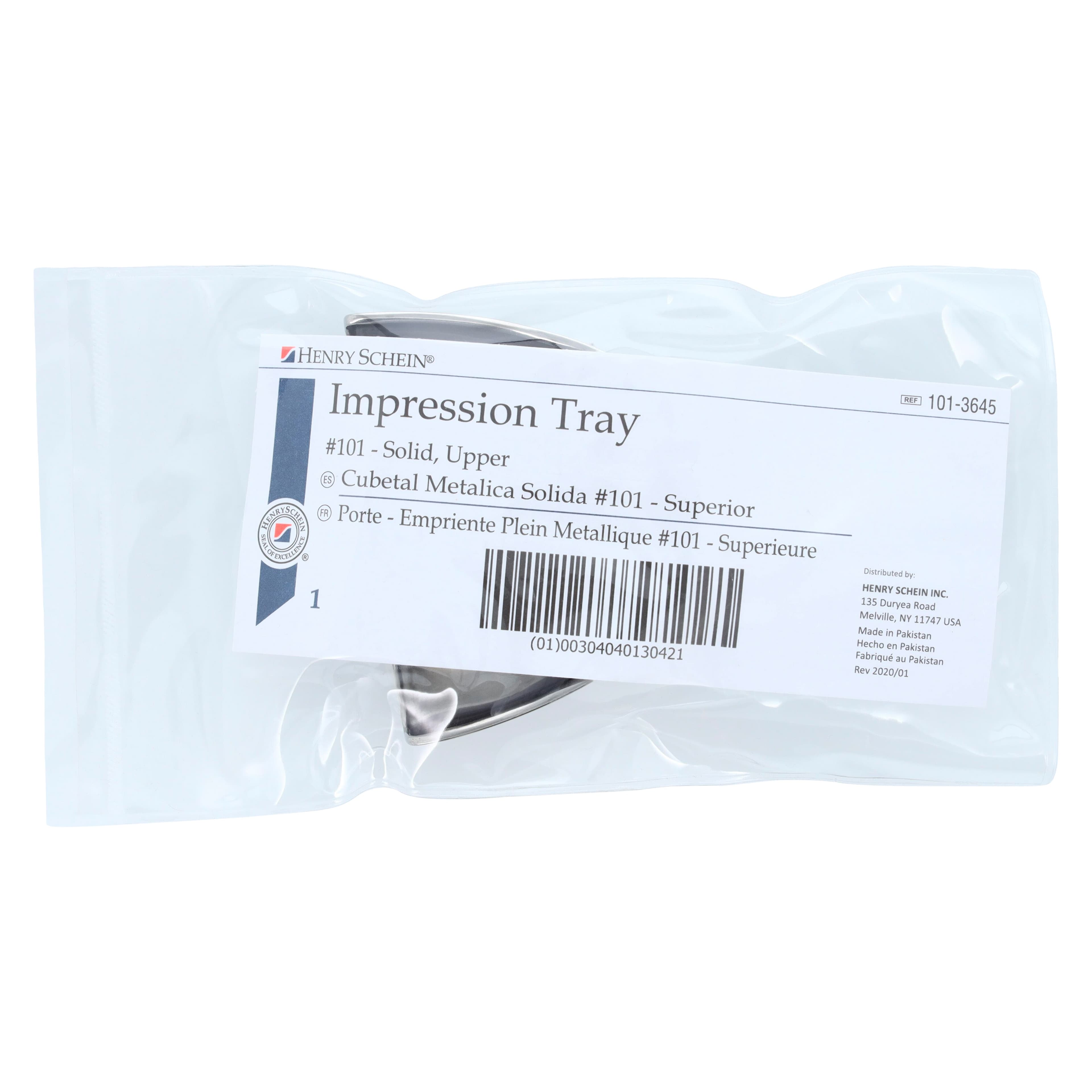 HSI Impression Tray Stainless Steel #101 Solid, Regular/X-Large Upper, Non Water Cooled, Each thumbnail 4