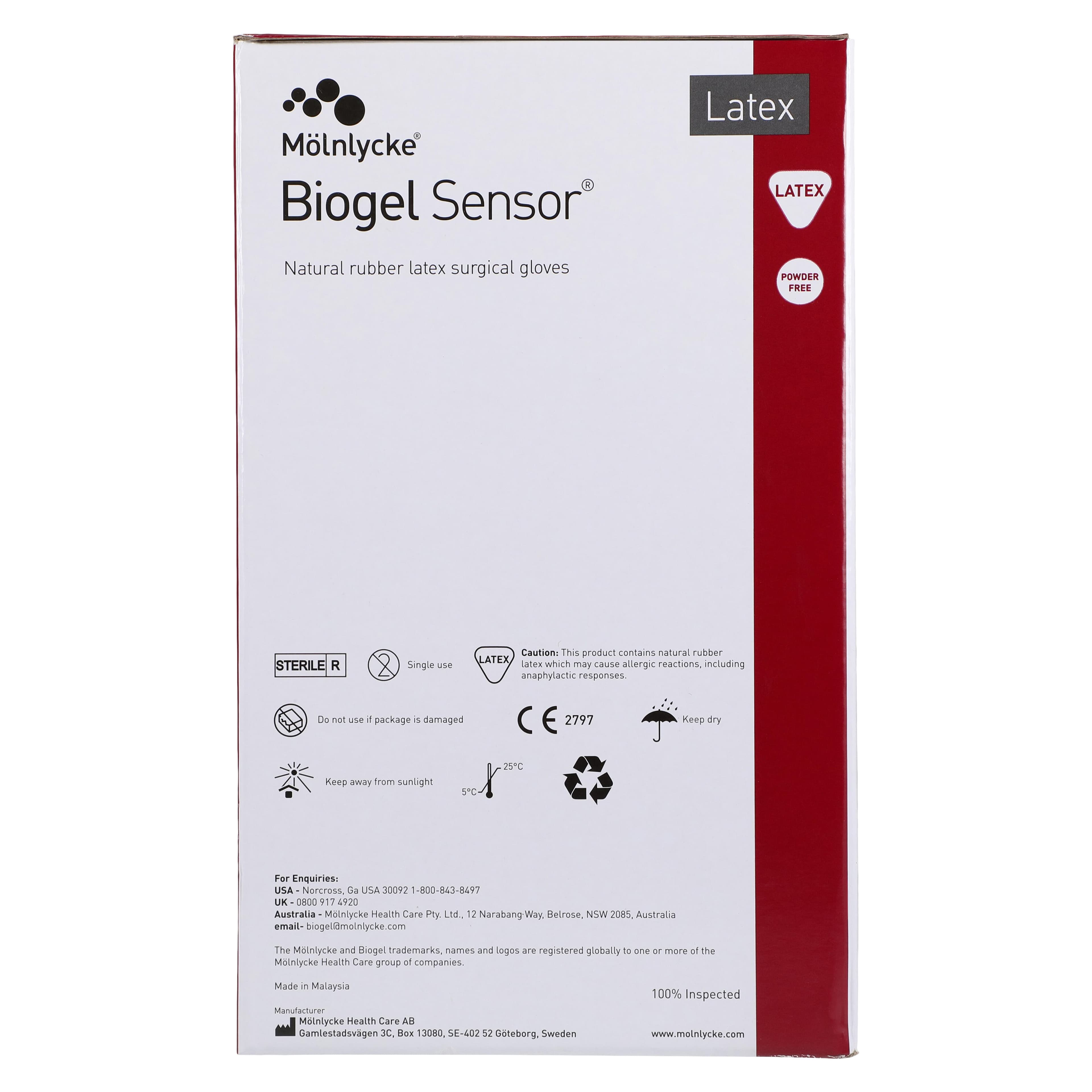 Biogel Sensor Latex Surgical Gloves, Powder Free, Size 8, Straw, 50 Pairs/Box thumbnail 3