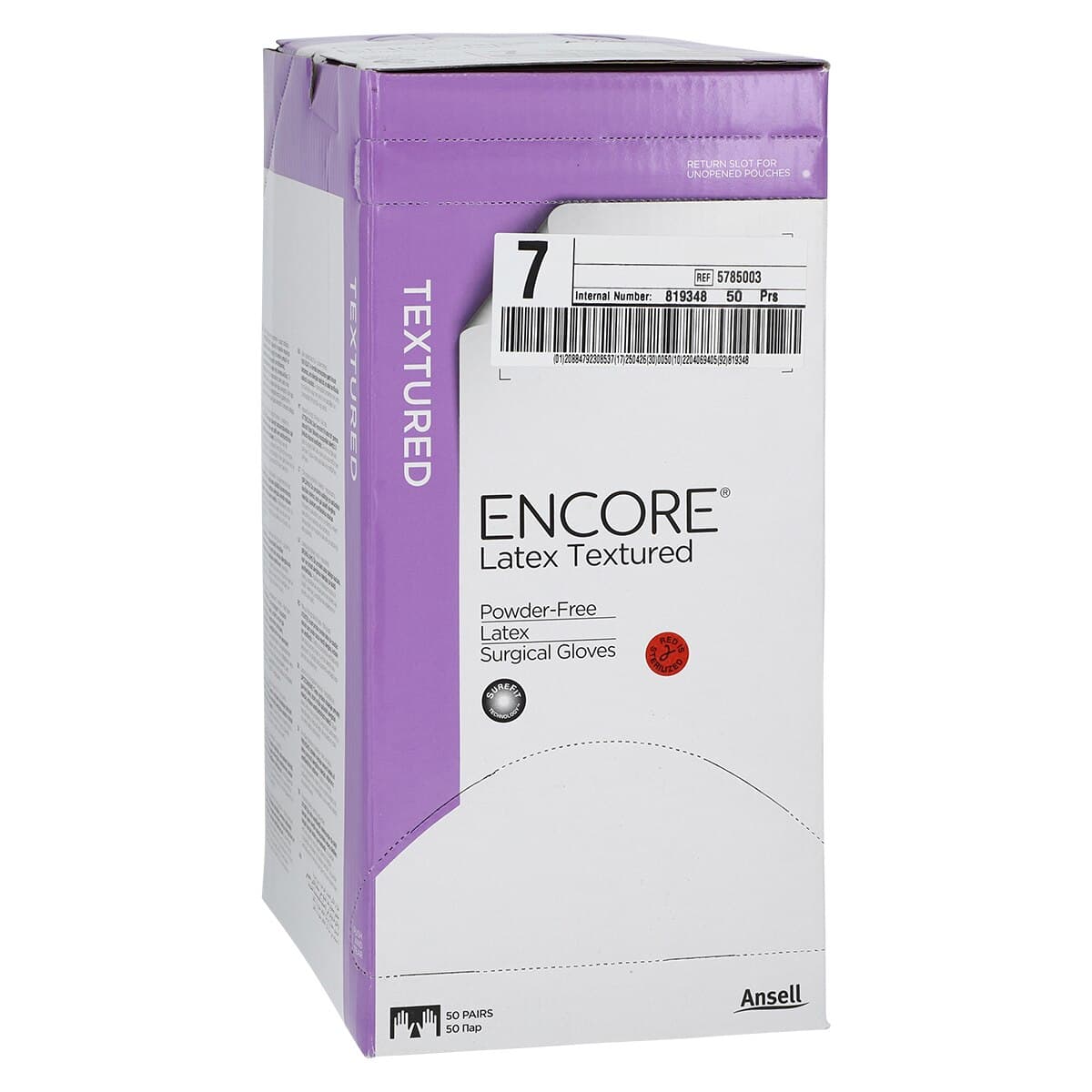 Encore PF Sterile Surgical Gloves, Powder-Free, Latex, Textured, Size 7, Natural, 50 Pairs/Box, 5785003 thumbnail 4