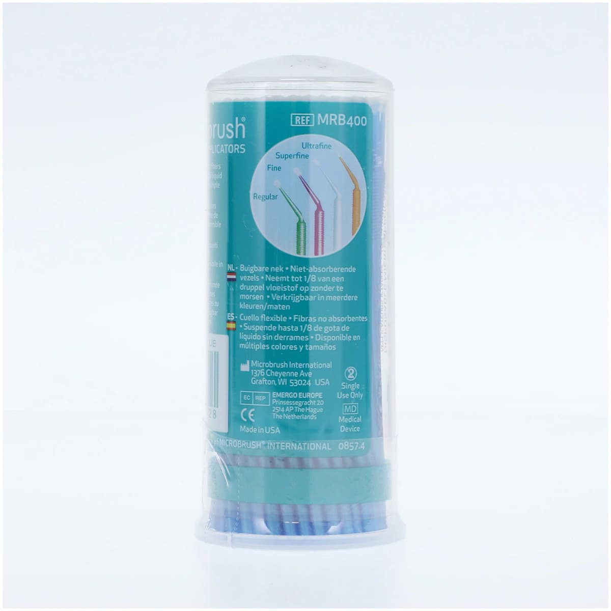 Microbrush Tube Series Applicators, Regular, Blue, 2mm Tip, 400/Pk (4 Tubes of 100), MRB400 thumbnail 3
