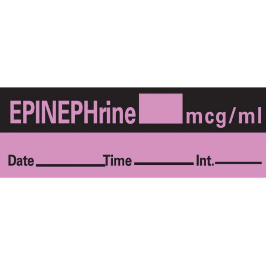 Precision Dynamics Anesthesia Tape DTI Epinephrine mcg/ml, Violet, 1/2" x 500", 1/Roll - Labels Epinephrin Rls - Image 1