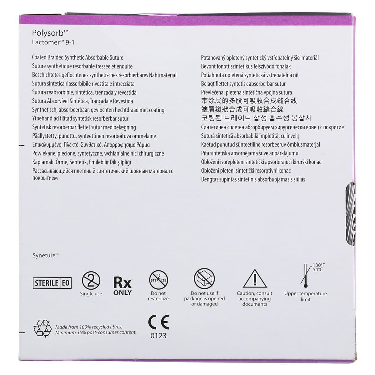Medtronic Polysorb Suture, 2-0, 30" Polyester Braid, Absorbable, Coated, Undyed, GS-22 Taper Point 1/2 Circle Needle 27mm, 36/Case thumbnail 6