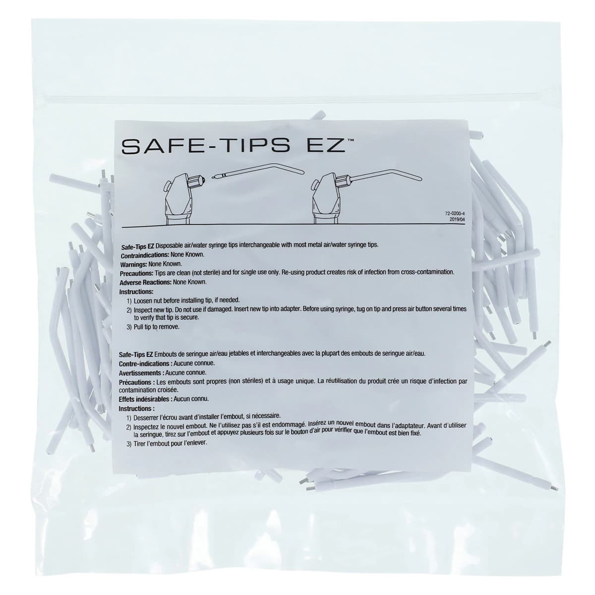 Safe-Tips EZ Disposable Air/Water Syringe Tips, Plastic with Metal Core, White, 150/Pkg, 44150 thumbnail 2