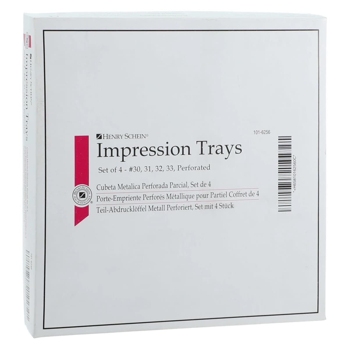 Impression Tray Metal Partial, Stainless Steel, Perforated, Non-Water Cooled, 4/Box - Impression Tray Metal Partial - Image 1