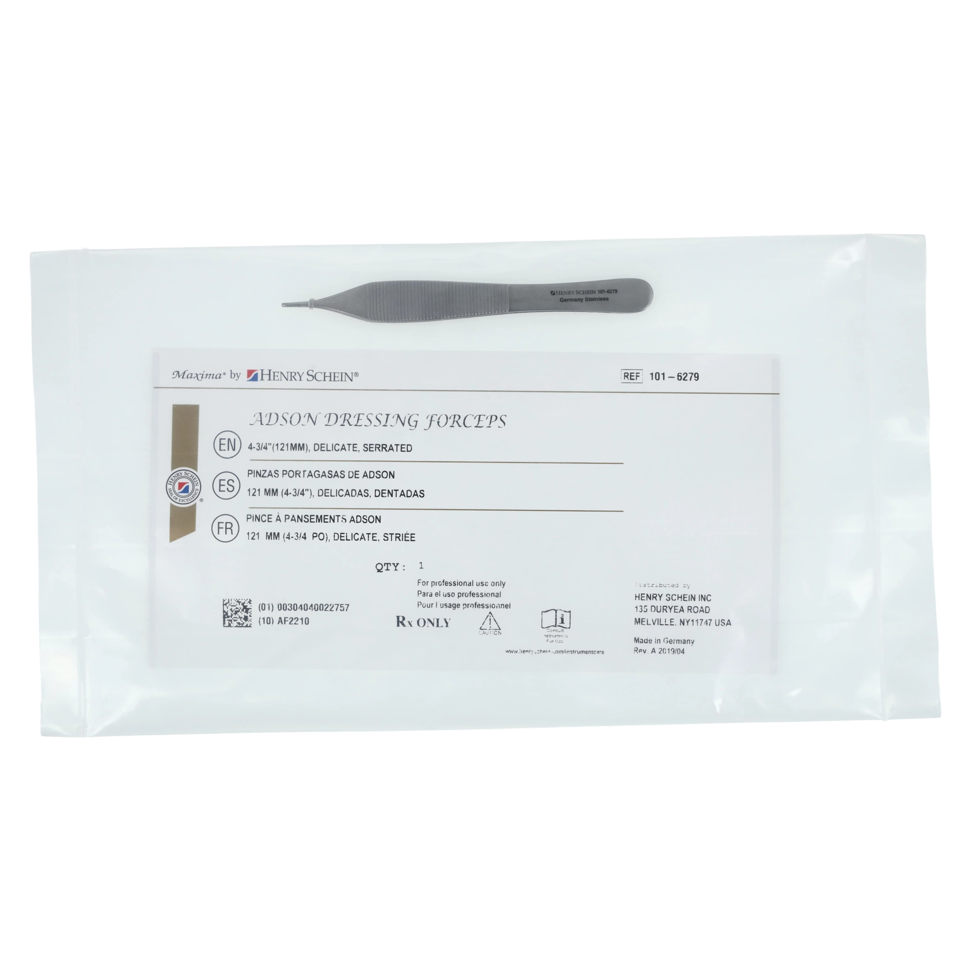 Henry Schein Adson Dressing Forcep, Serrated, 4-3/4", Stainless Steel, Autoclavable, Each thumbnail 6