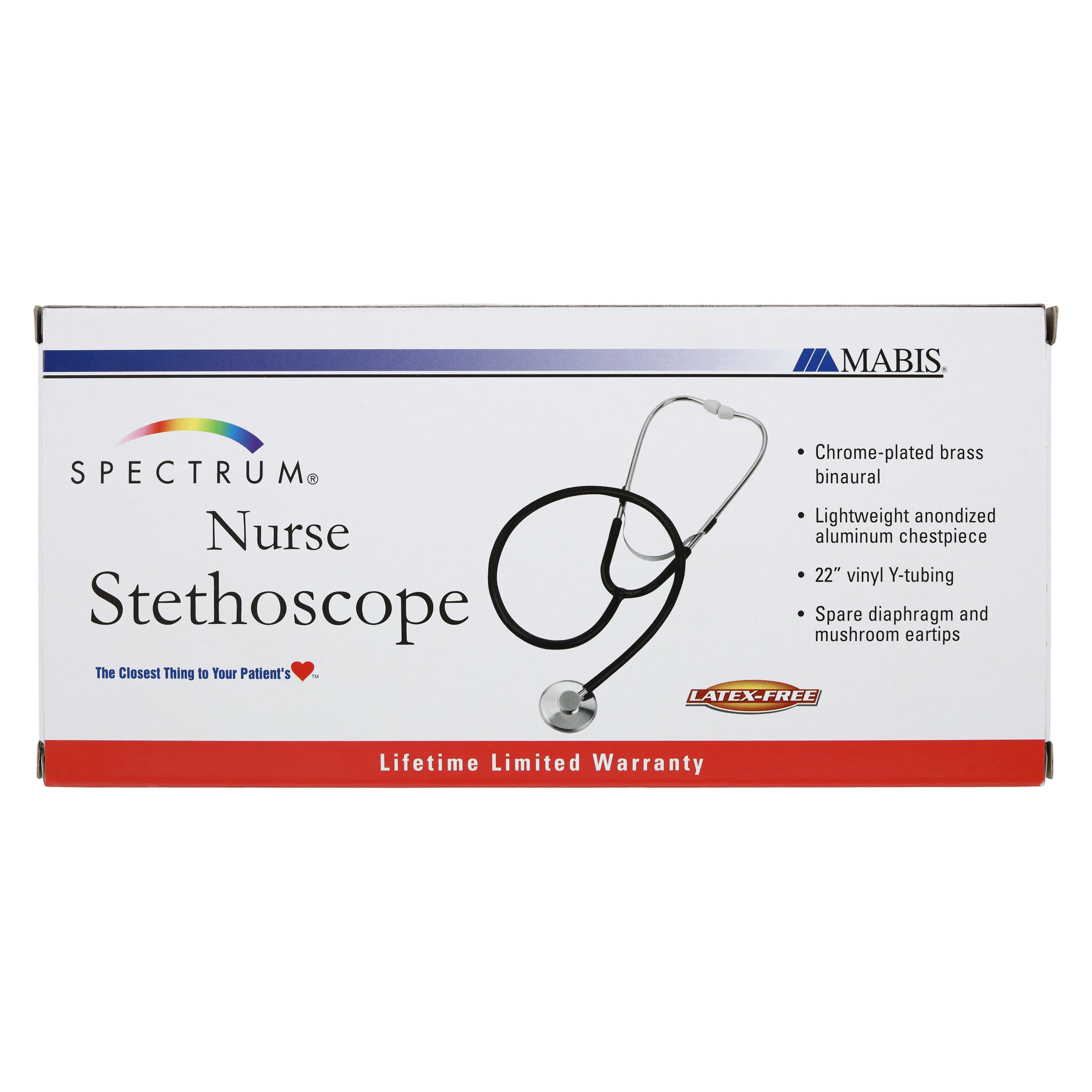 Mabis Spectrum Nurse Stethoscope, Black, Single Lumen, Adult, 10-428-020 thumbnail 8