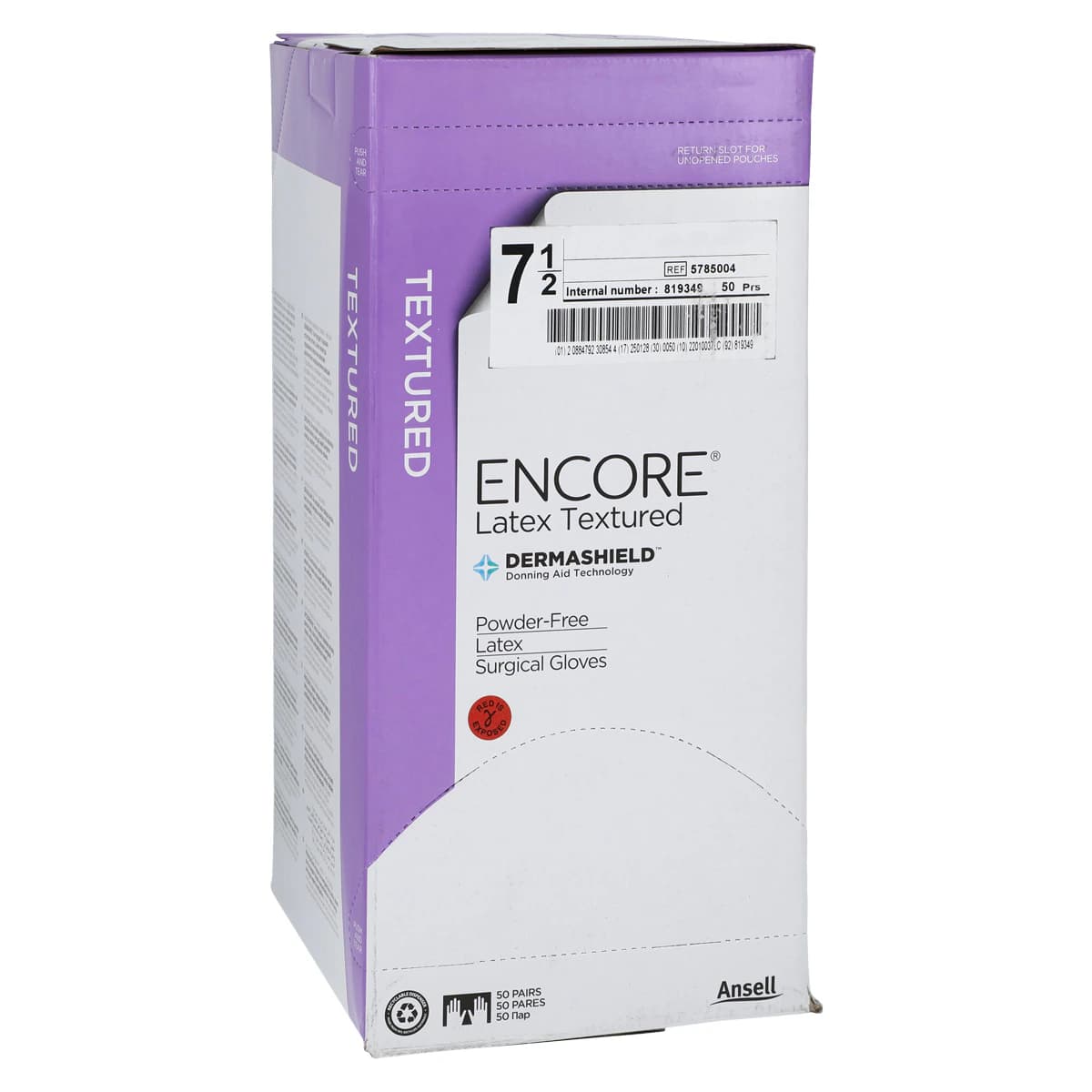 Encore PF Sterile Latex Surgical Gloves, Powder-Free, Textured, Size 7.5, Natural, 50 Pairs/Box, 5785004 thumbnail 4