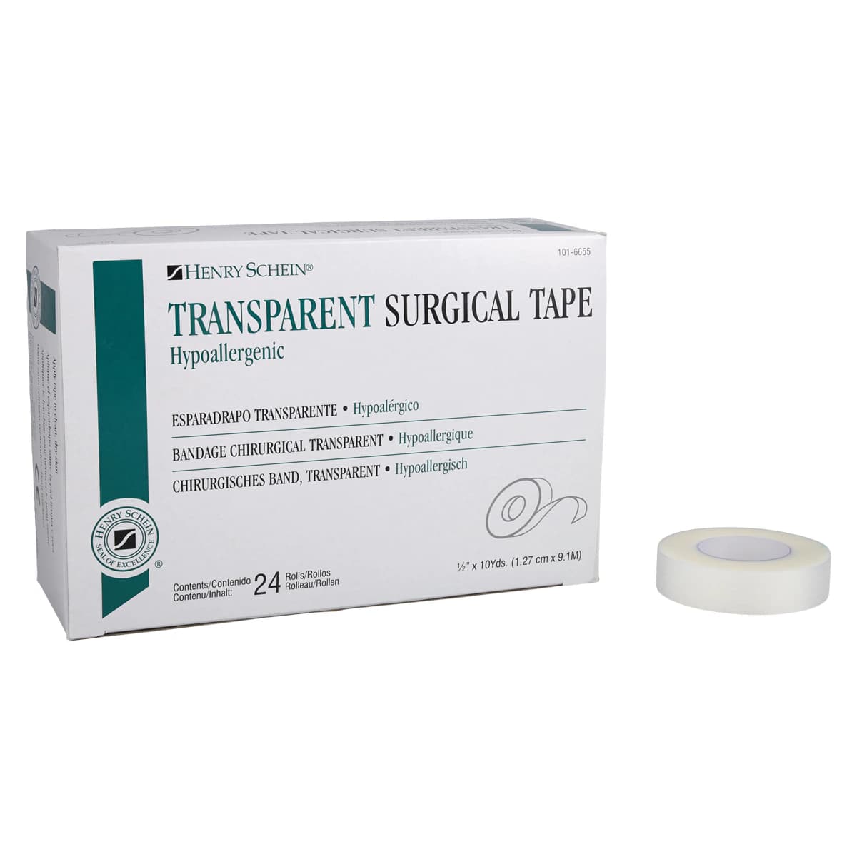 Henry Schein Surgical Tape, Plastic, Transparent, 0.5" x 10 yd, Clear, Non-Sterile, 24/Box thumbnail 2