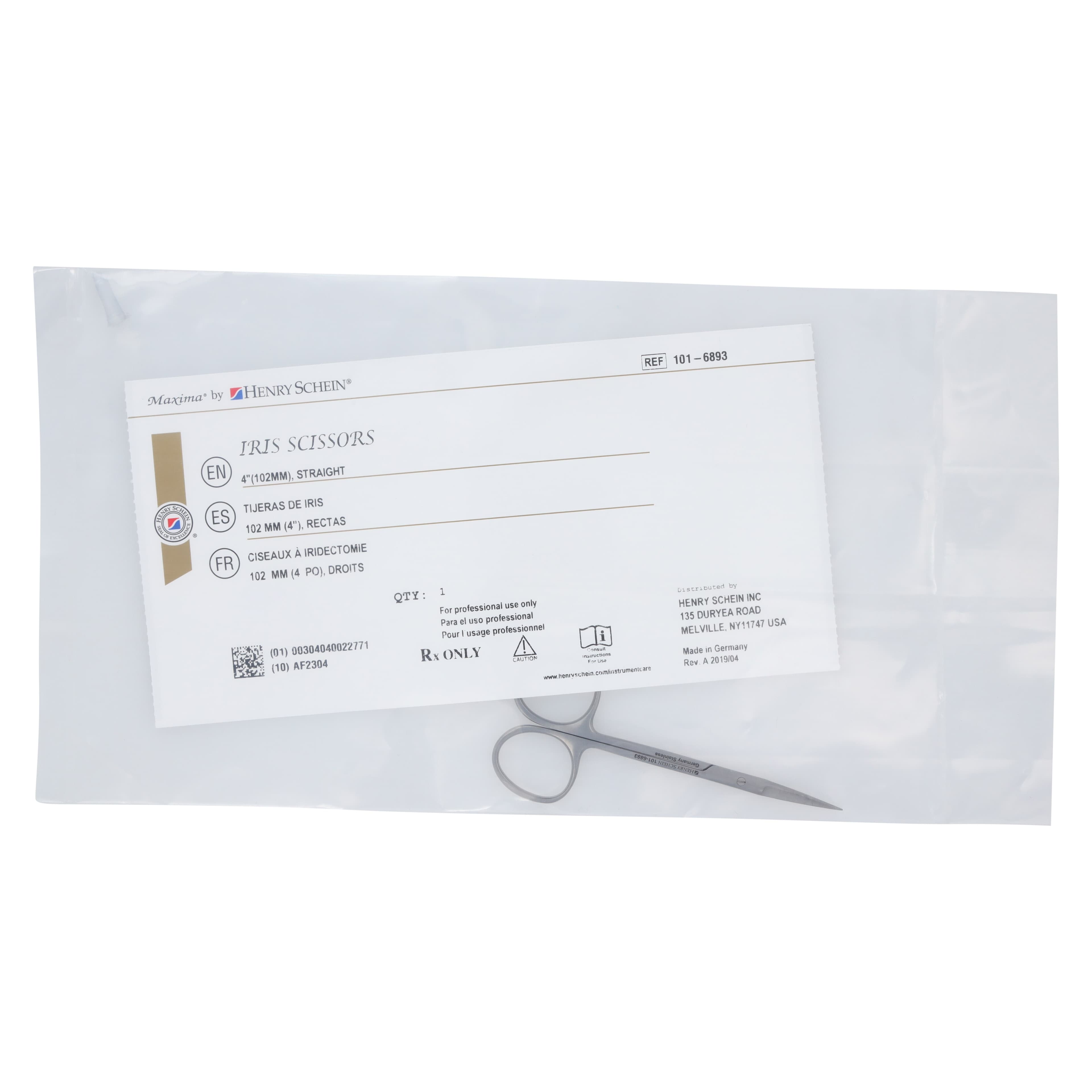 Henry Schein Iris Scissors, Straight, 4", Stainless Steel, Sterile, Each thumbnail 6
