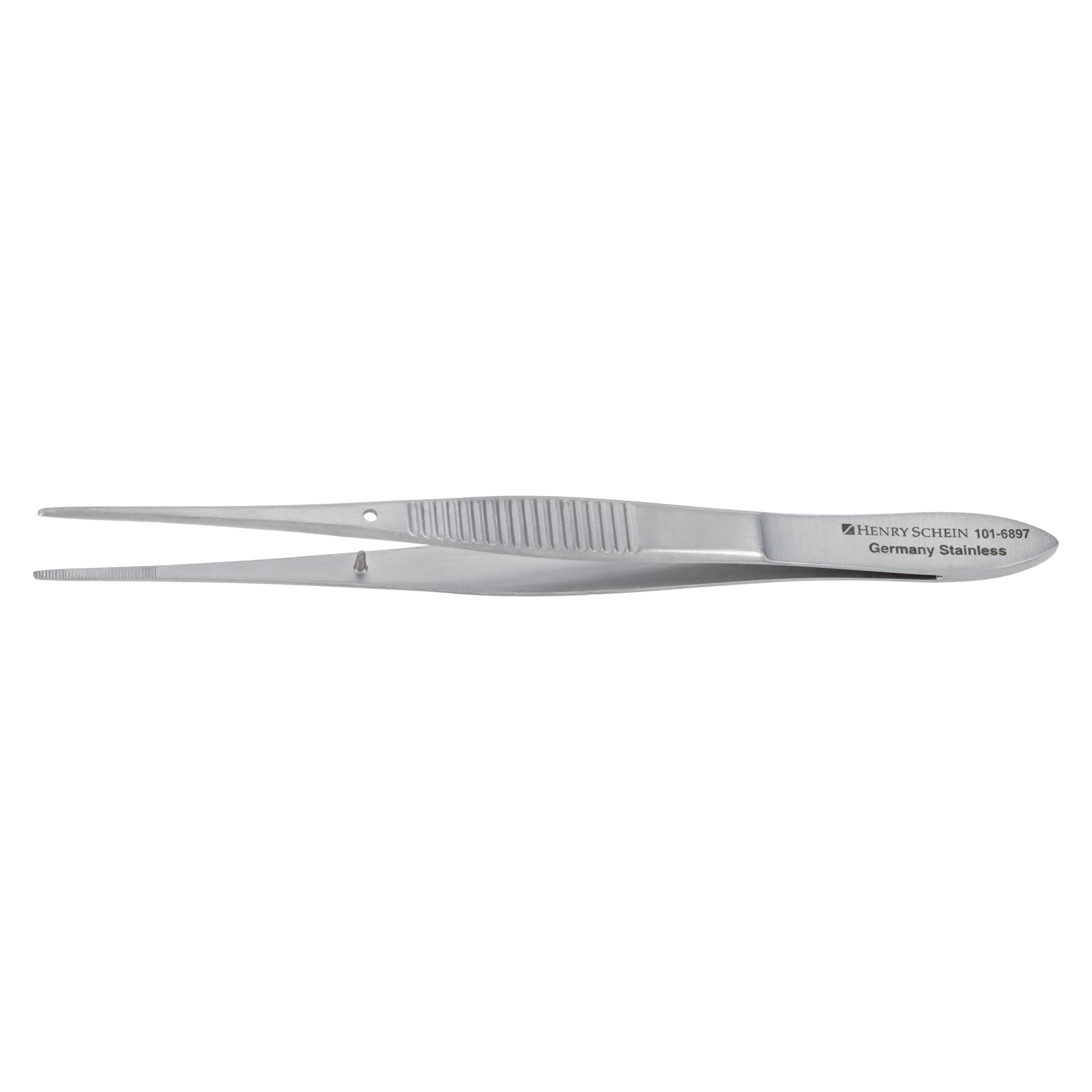 Henry Schein Eye Dressing Forceps, Straight, 4" Stainless Steel, Autoclavable, Each - Eye Dressing Forceps Straight - Image 1