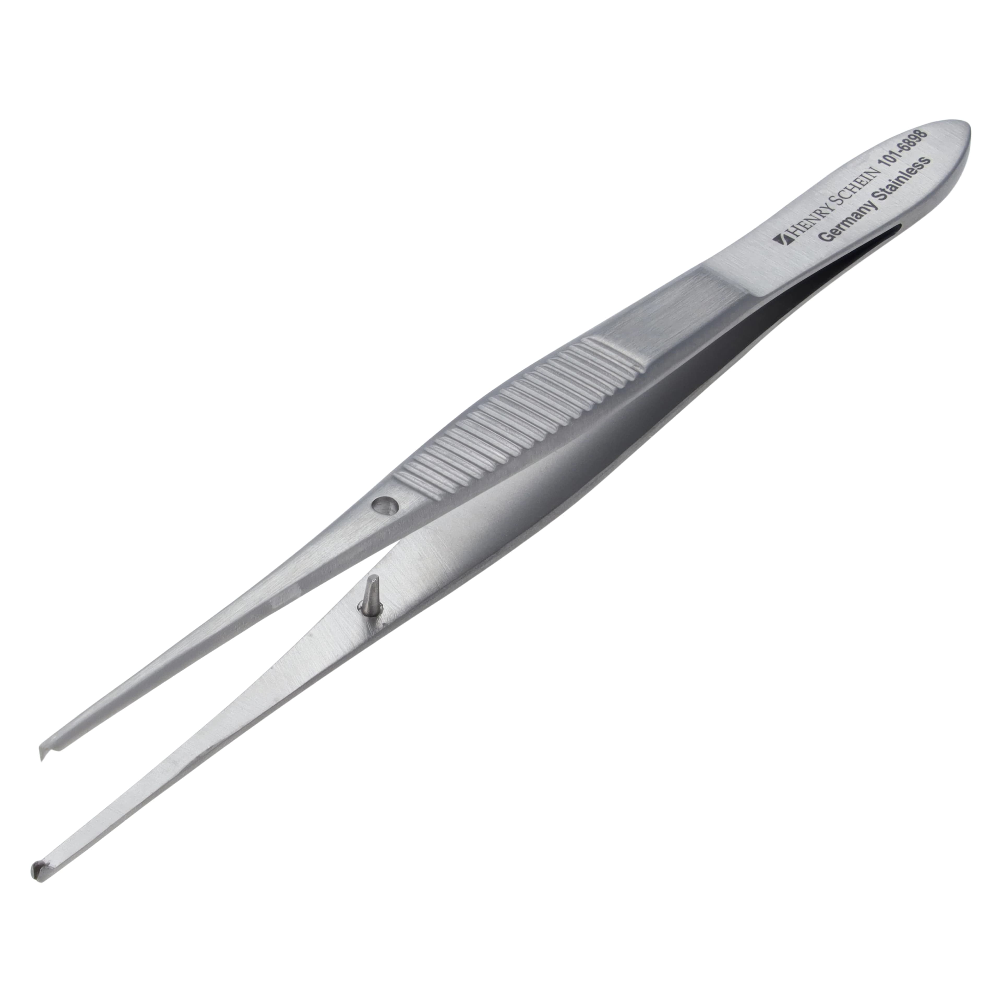 Henry Schein Iris Forceps Straight 1x2 Teeth, 4", Stainless Steel, Autoclavable, Each thumbnail 4