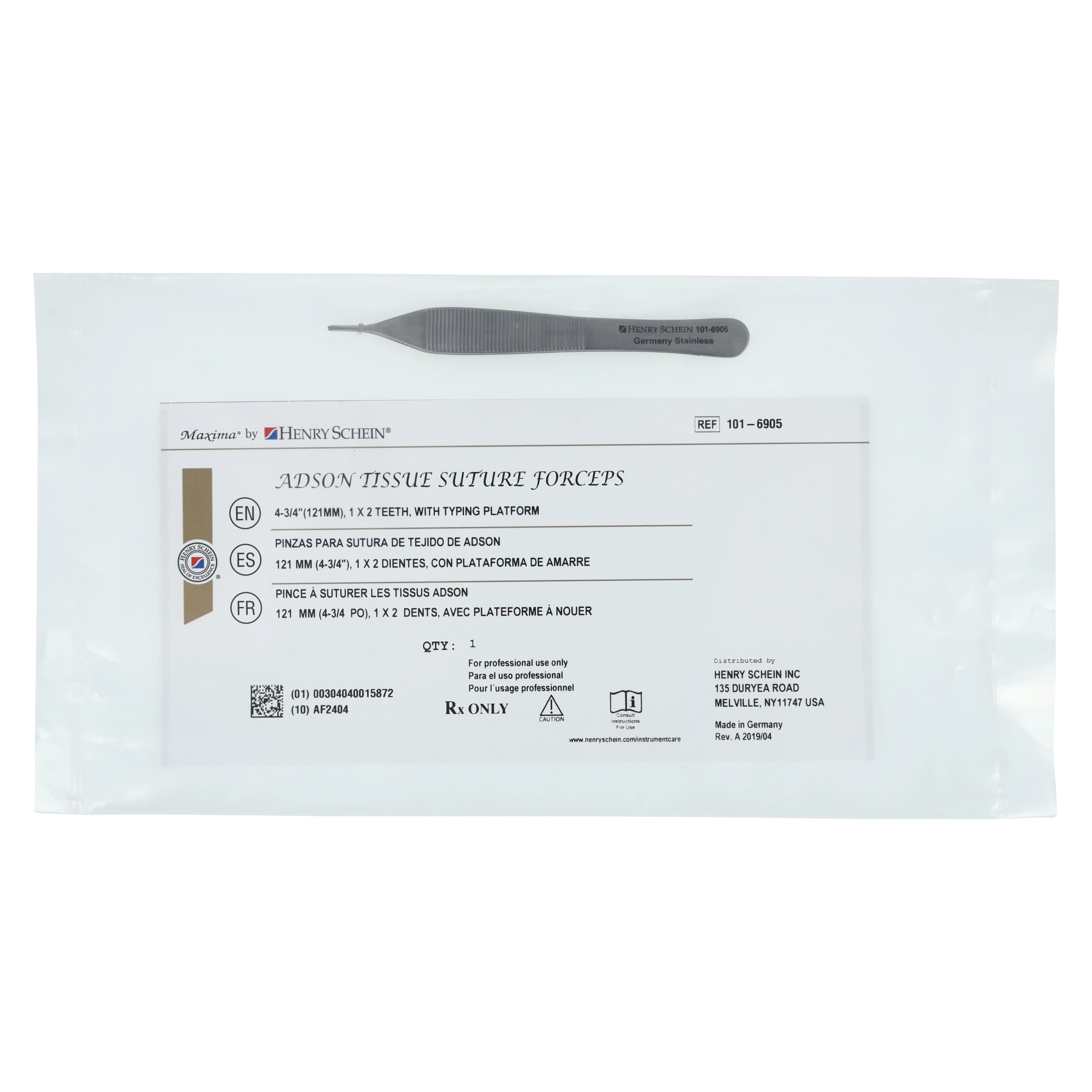Henry Schein Adson Tissue/Suture Forcep, 4-3/4", Stainless Steel, Autoclavable, Each thumbnail 6