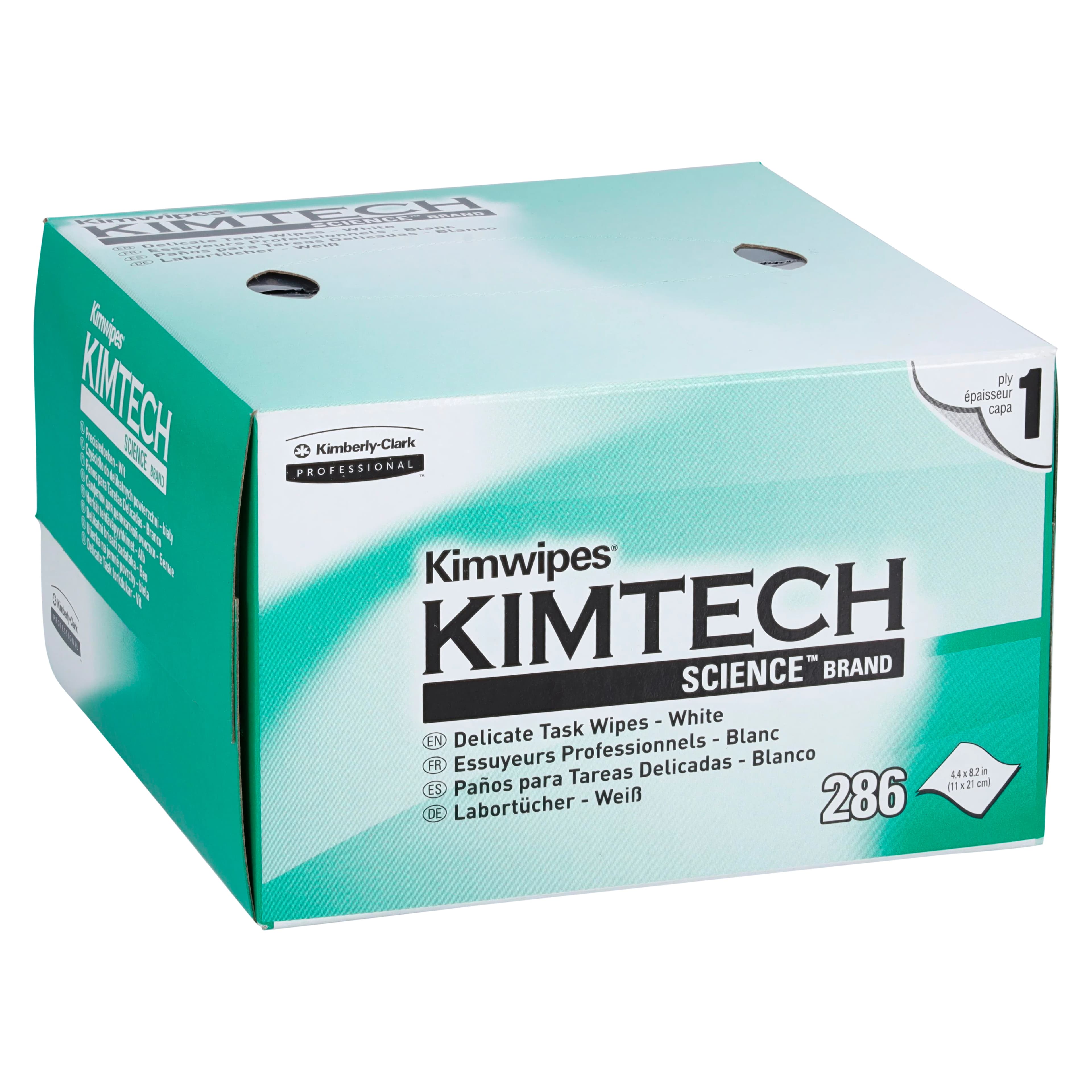 Kimtech Science Kimwipes, Lens Cleaning Wipes, 4.5 in x 8.5 in, 286/Box - Kimtech Science Kimwipes - Image 1