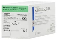 Henry Schein Black Monofilament Nylon Non-Absorbable Surgical Sutures, 5-0, 18", C-6 Reverse Cutting 3/8 Circle Needle, 18mm, 12/Box thumbnail 2