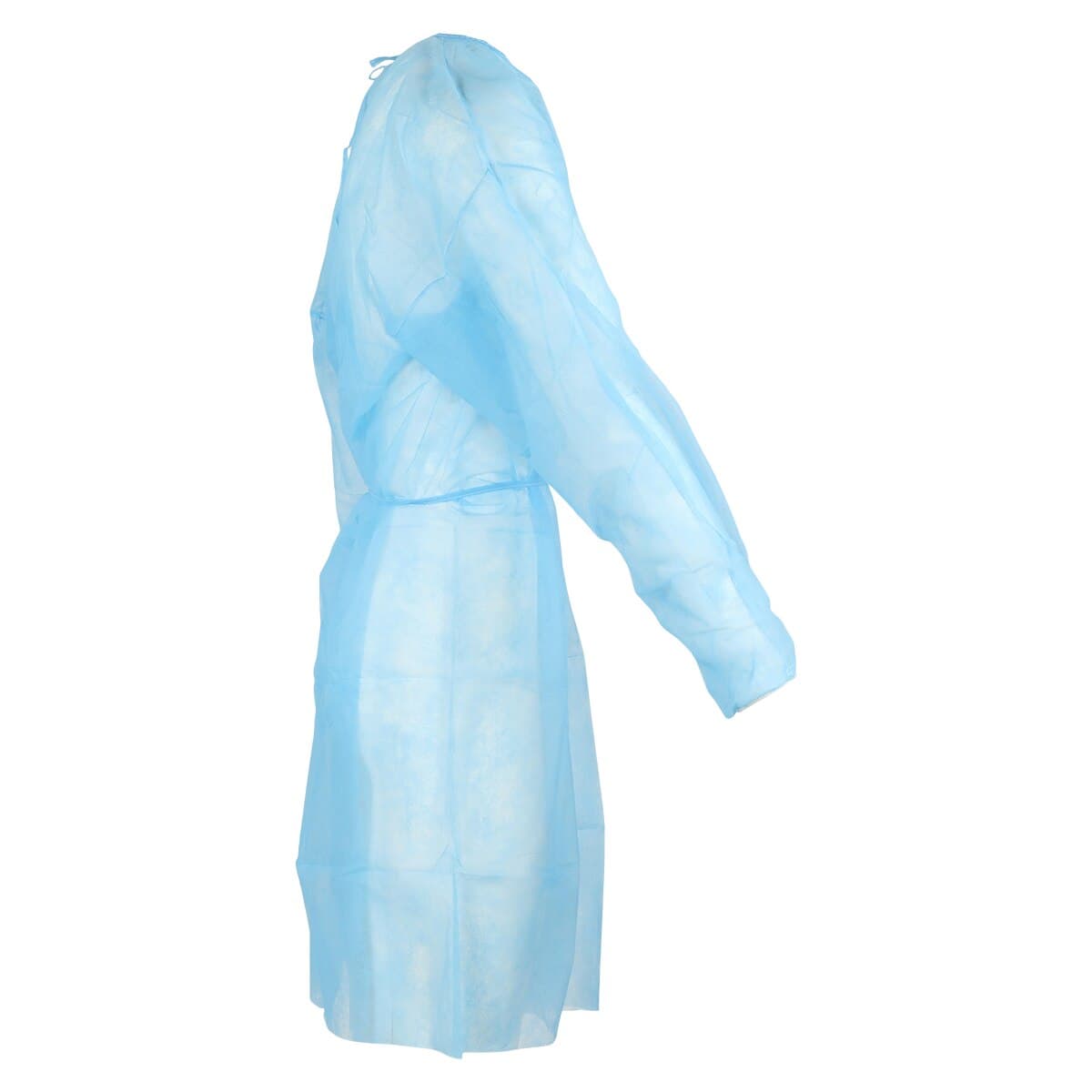 HSI Disposable Isolation Gown, SMS, X-Large, Blue, Knee Length, Non-Sterile, Full Back Tie Closure, Elastic Cuff, Long Sleeves, 10/Pack thumbnail 2