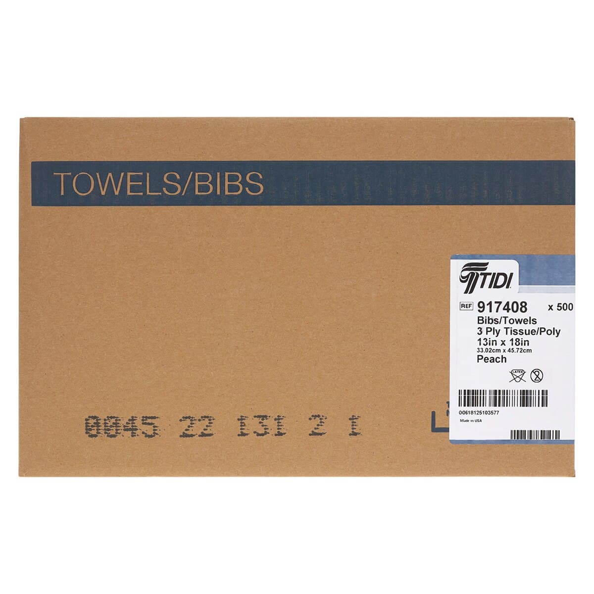 Tidi Products Ultimate Poly-Back Towel Bib, 3-Ply Tissue with 1-Ply Poly Backing, Waffle-Embossed, 13" x 18", Peach, 500/Case, 917408 thumbnail 3