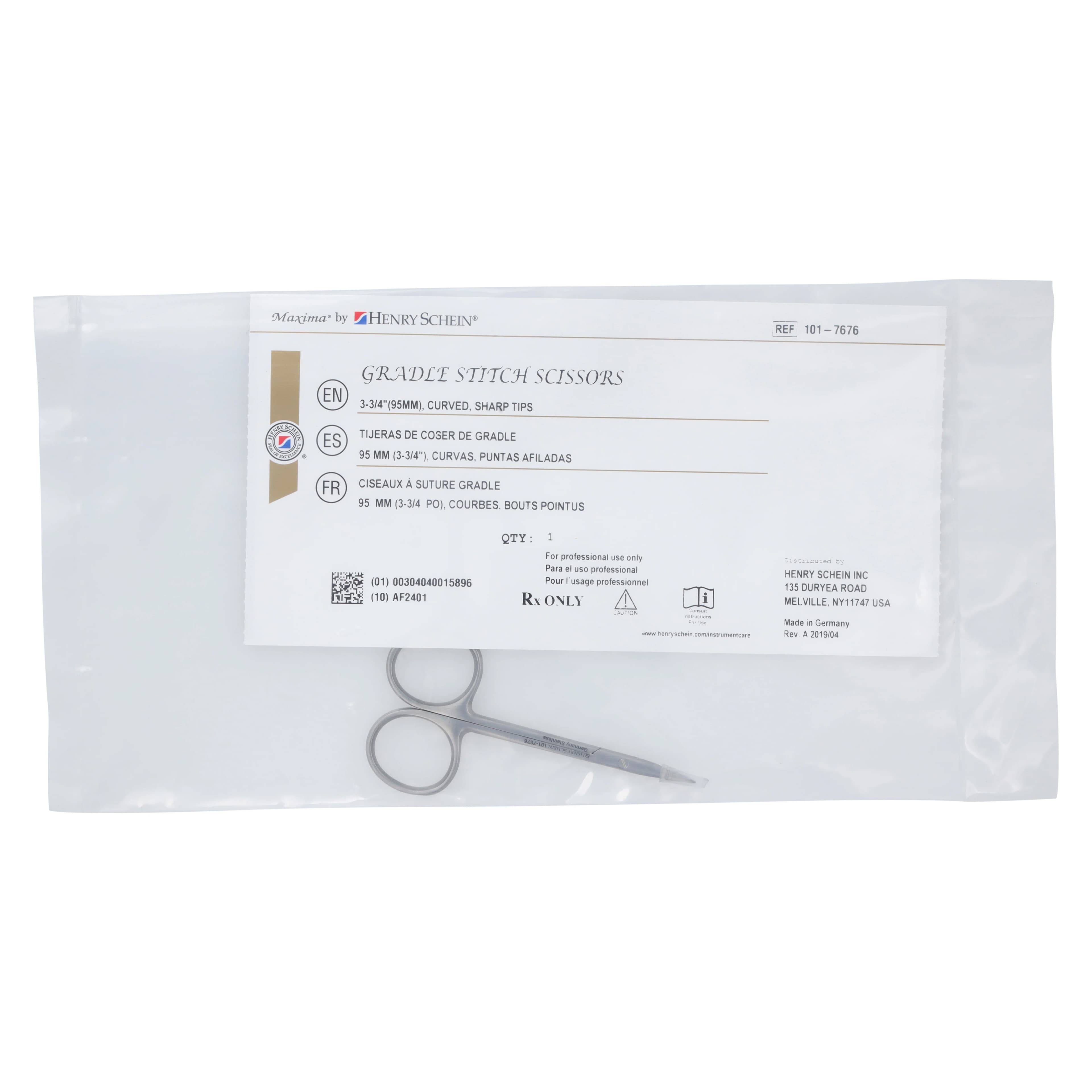 Gradle Scissors Sharp Curved, 3-3/4", Stainless Steel, Each thumbnail 6