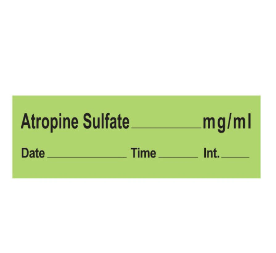 Labels Atropine Sulfate, Green, 500"/Roll, 1/Each - Labels Atropine Sulfate - Image 1