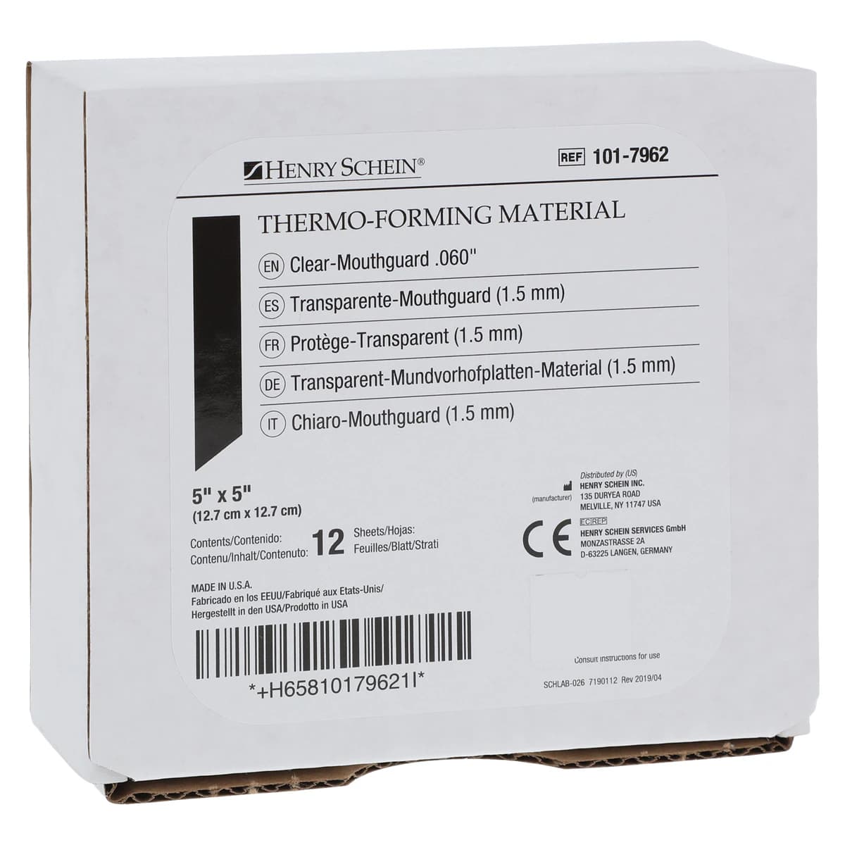 Thermo-Forming Mouthguard Material, Clear Laminate, 0.060", 12/Box - Thermo-Forming Mouthguard Material - Image 1
