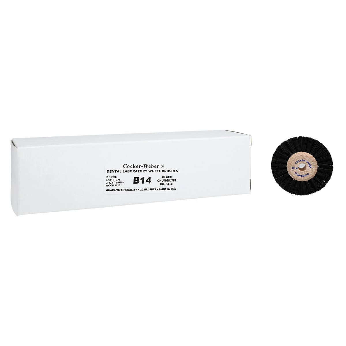 Cocker-Weber Brush Lathe Wheel Wood Hub, Chungking Bristle, Stiff, 54mm, 2-1/8", #B14, 12/Pack - Brush Lathe Wheel Wood Hub - Image 1