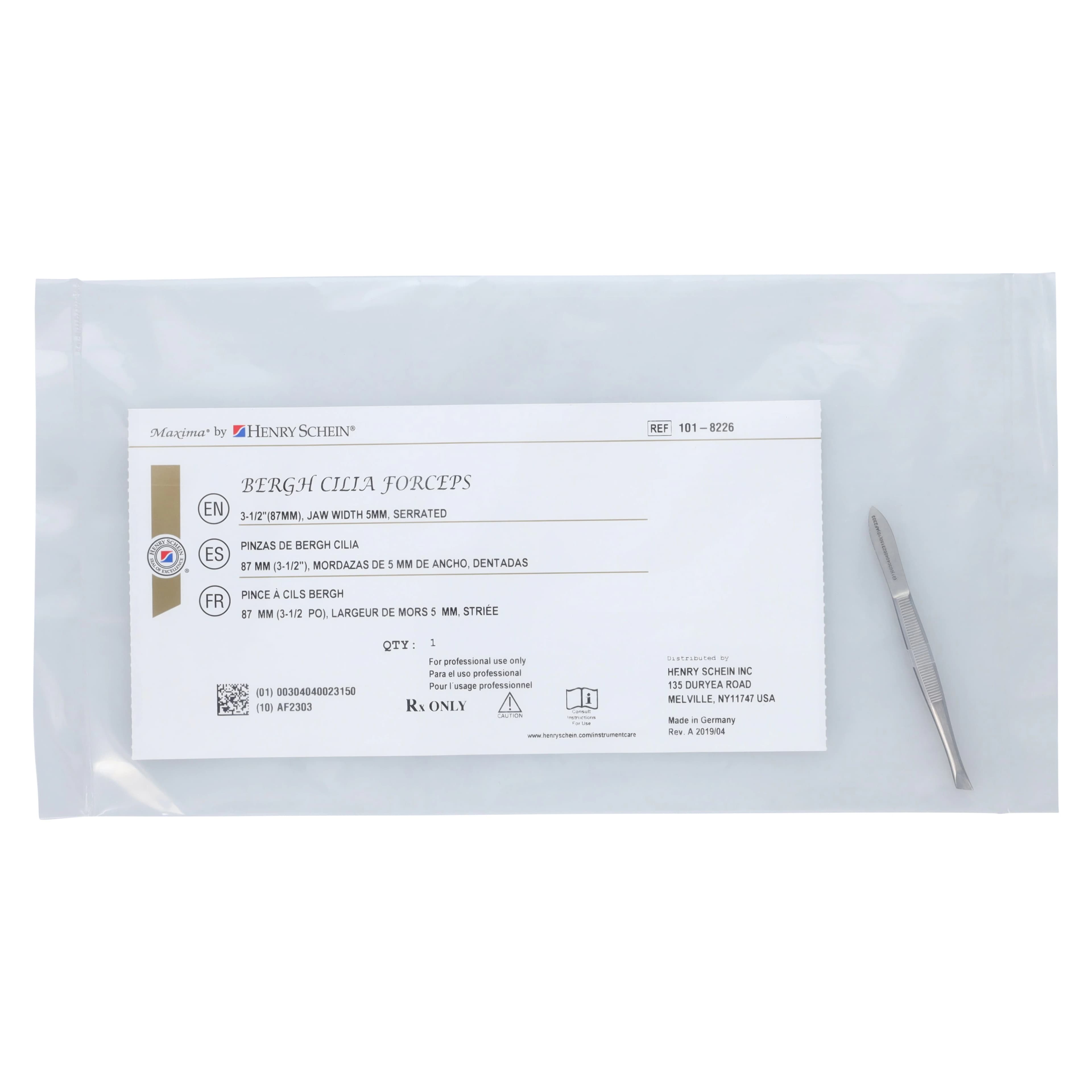Henry Schein Bergh Cilia Forceps, 3-1/2", Stainless Steel, Autoclavable, Each thumbnail 5