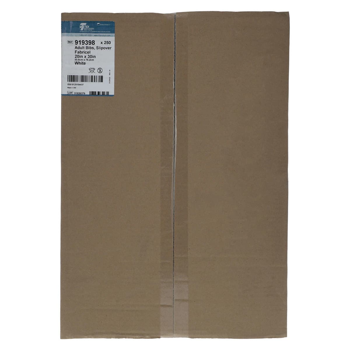 Fabricel Slipover Patient Bib, Tissue/Poly, 20" x 30", White, 250/Pkg, 919398 thumbnail 2