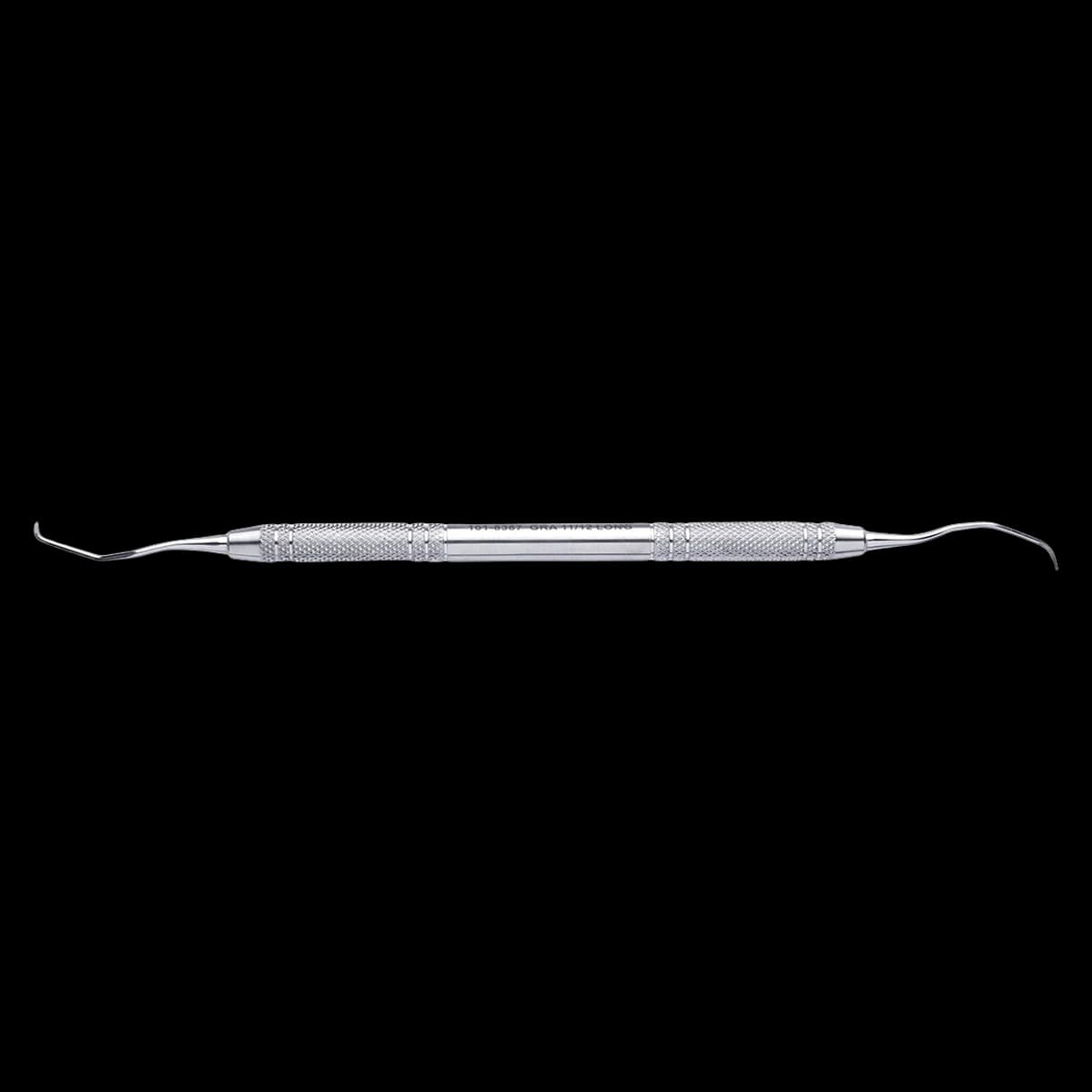 Henry Schein Gracey Long Curette Double End 11/12, Solid Handle, Stainless Steel, Each - 11/12 Gracey Long Curette - Image 1